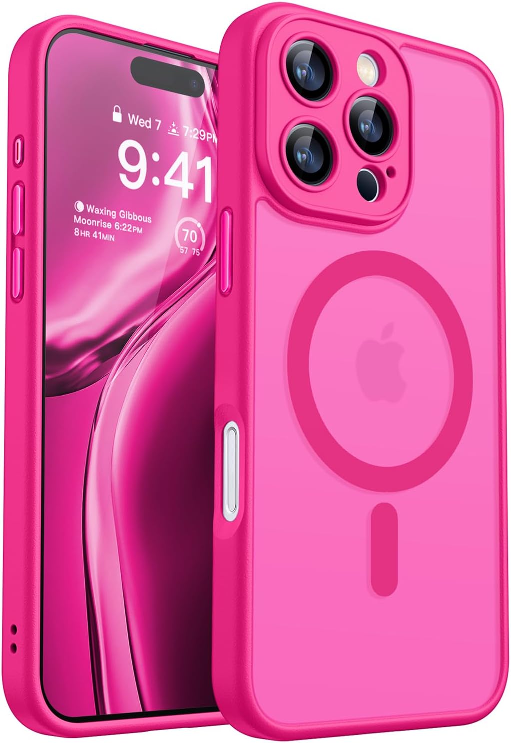 CANSHN Magnetic for iPhone 16 Pro Case, Upgraded Full Coverage Camera Protection in Hot Pink