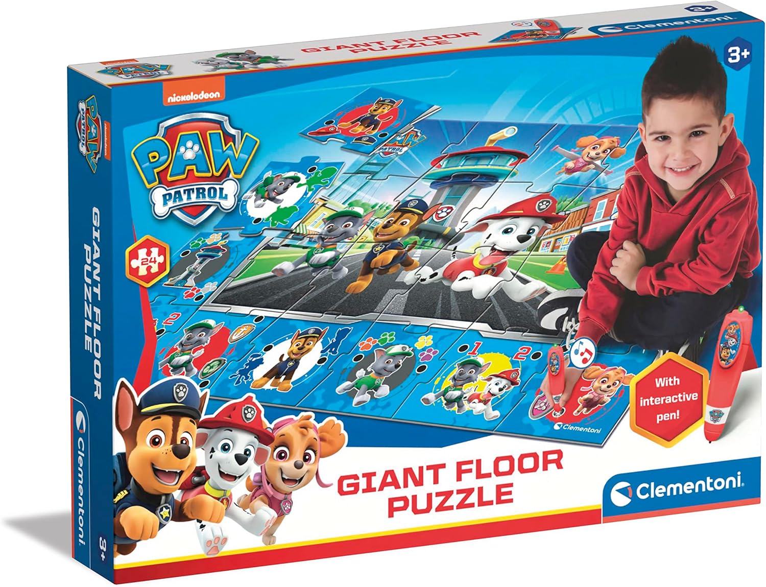 Detalle de Clementoni Quiz-Bodenpuzzle Paw Patrol 70x100 cm – Maxi‑Puzzle mit Stift für interaktives Lernen ab 3 Jahren