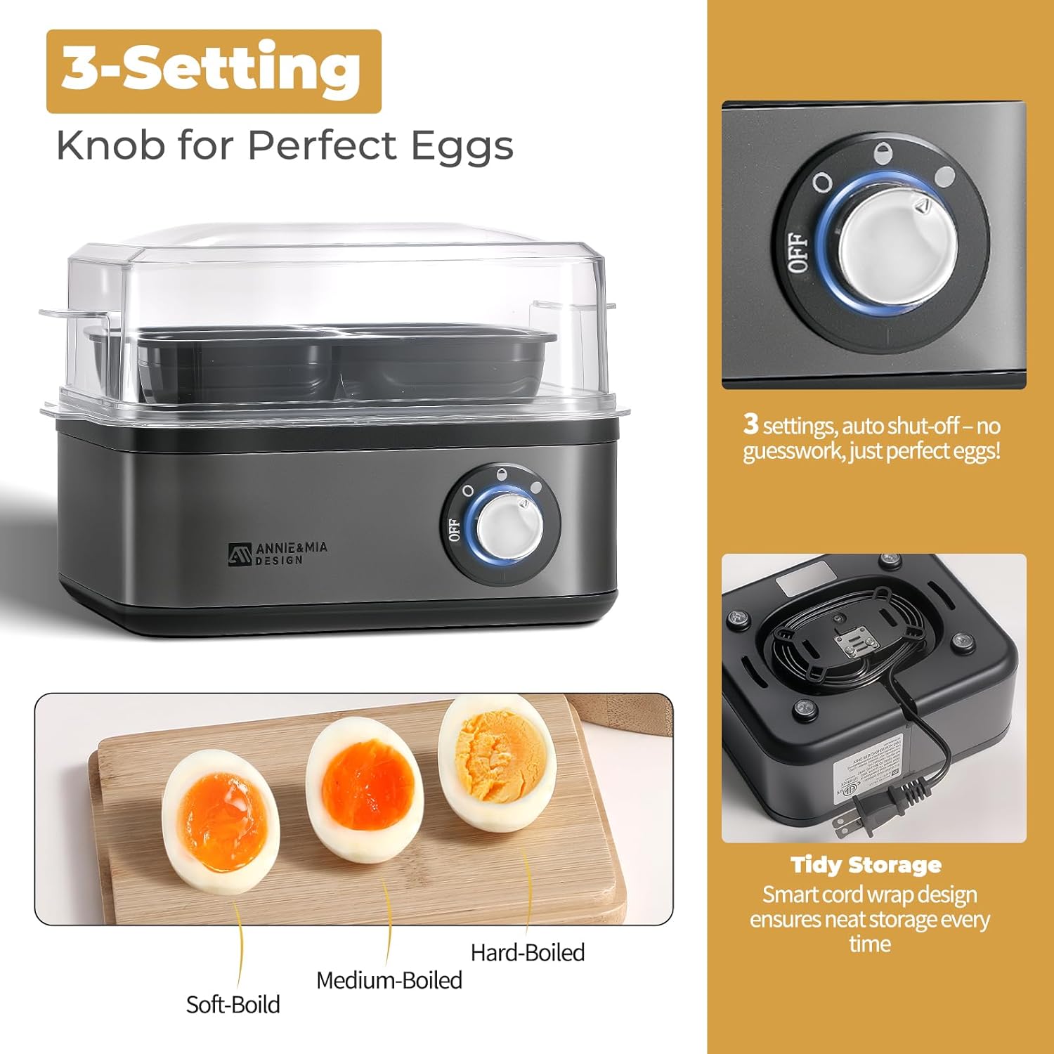 Detalle 2 de Annie & Mia Design Egg Cooker 8-Egg, 500W