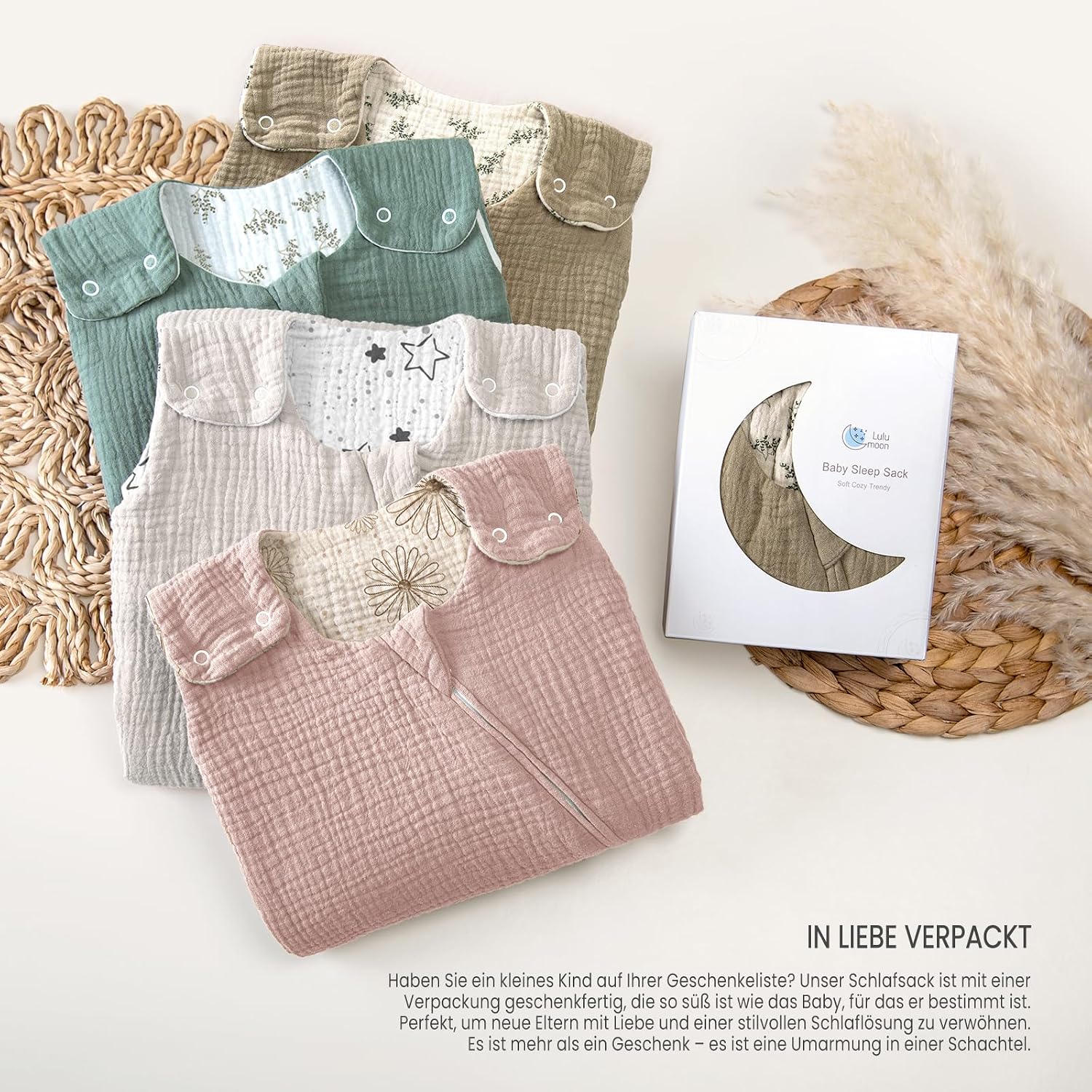 Thumbnail 6 de lulumoon Baby Schlafsack aus Musselin – Ganzjährig, 80–90 cm, 15–24 Monate