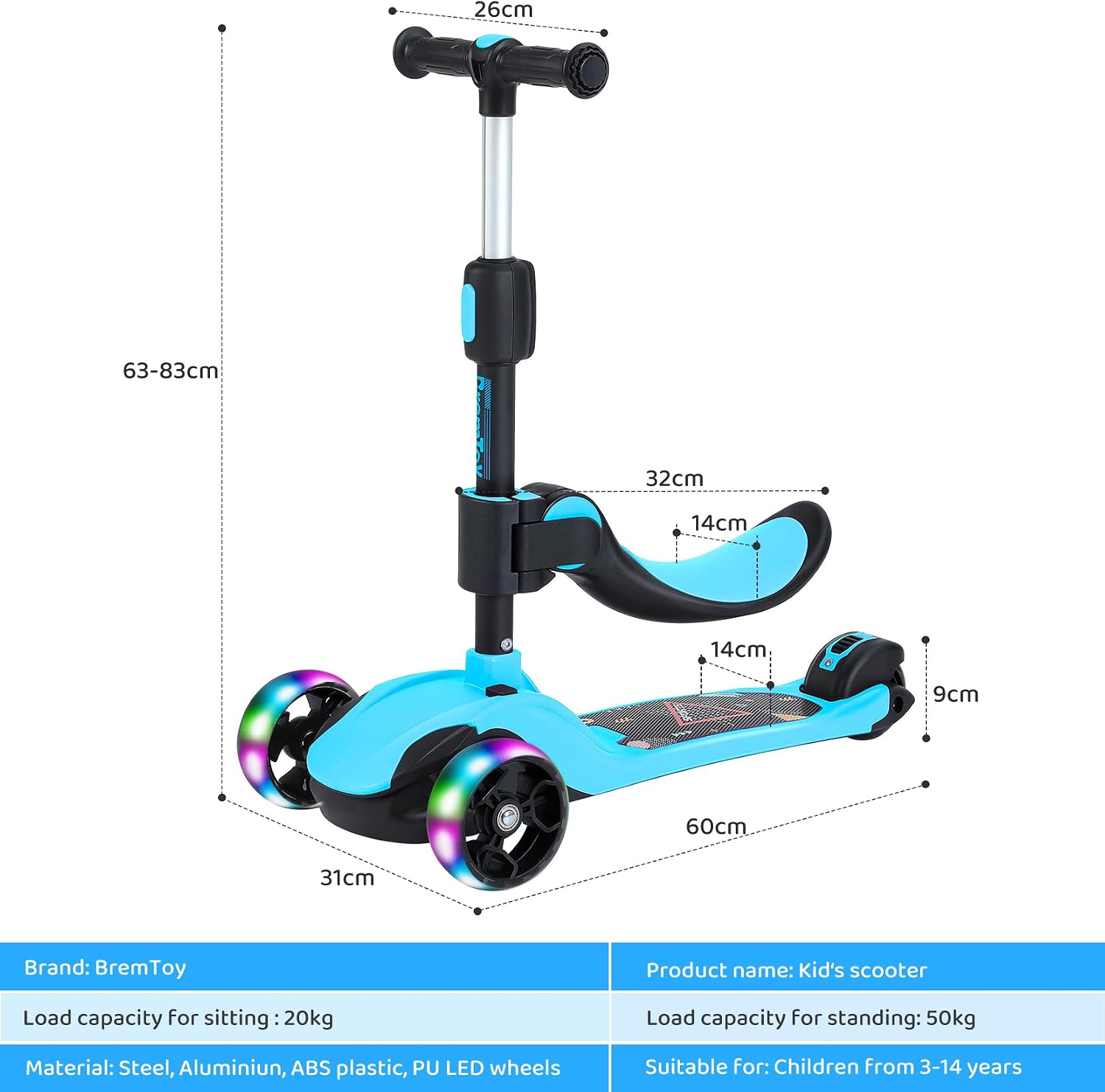 Thumbnail 6 de BremToy Roller Kinder mit Sitz Blau