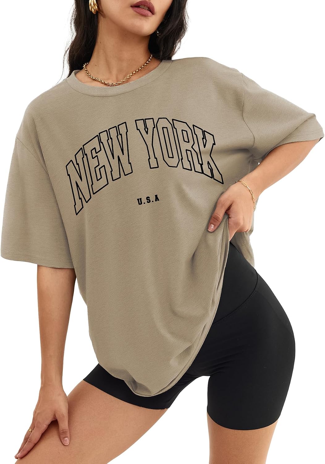 Detalle de ATHMILE Women’s Oversized T-Shirts — Soft Lightweight Loose-Fit Casual & Workout Tees