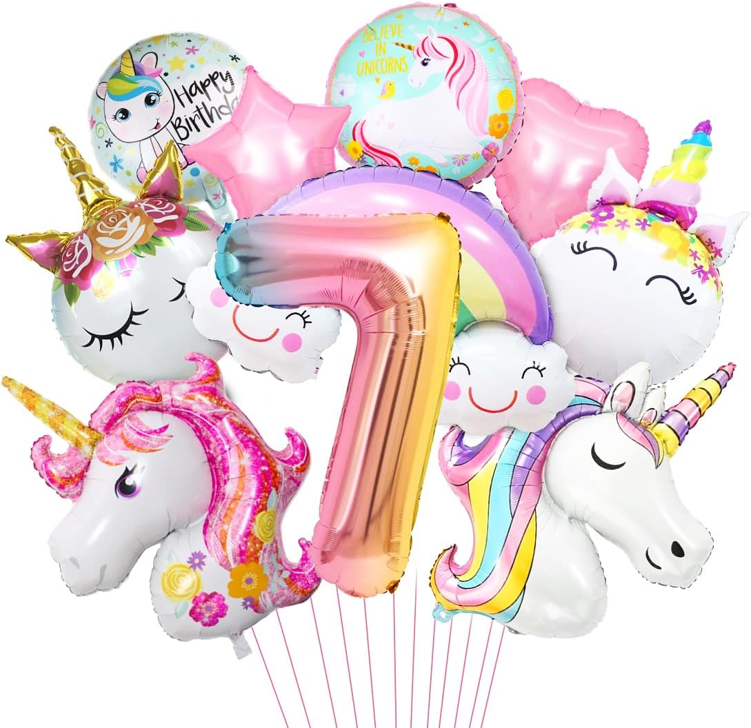 Thumbnail 6 de Aurasky Luftballon Einhorn 5 – 3D Folienballon-Set XXL mit Regenbogen, Stern, Herz & Einhorn-Dekoteilen