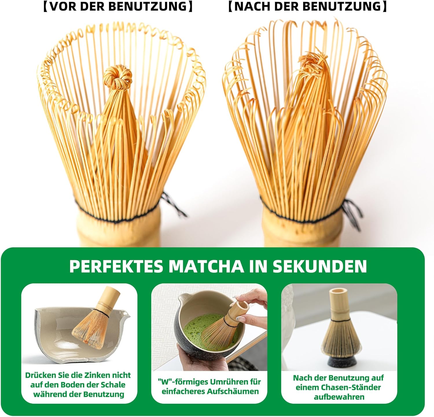 Detalle 1 de Matcha Schneebesen Set 6-Teilig für TEANAGOO