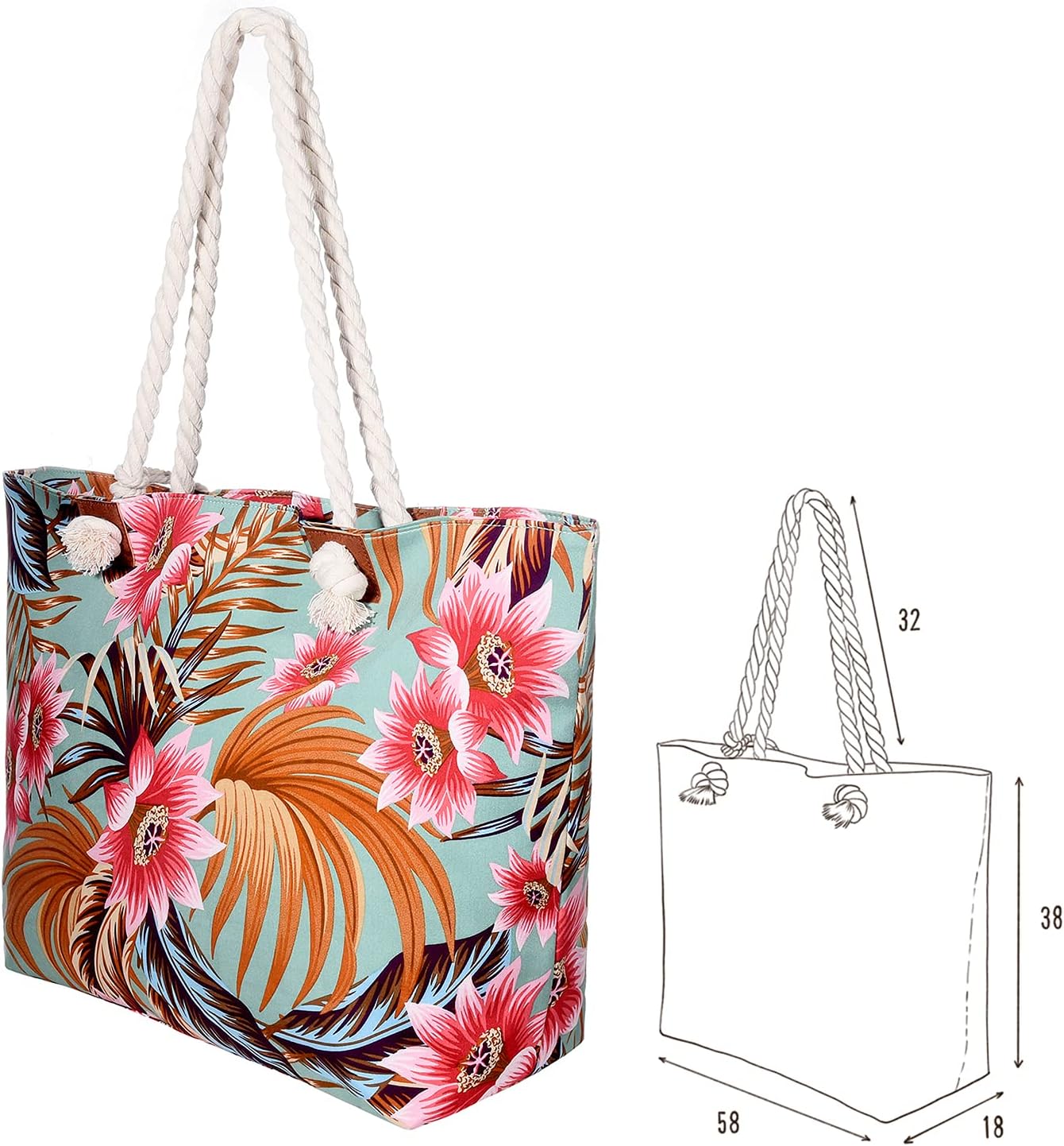 Detalle 2 de MASADA Grande borsa da spiaggia idrorepellente 58x38x18 cm