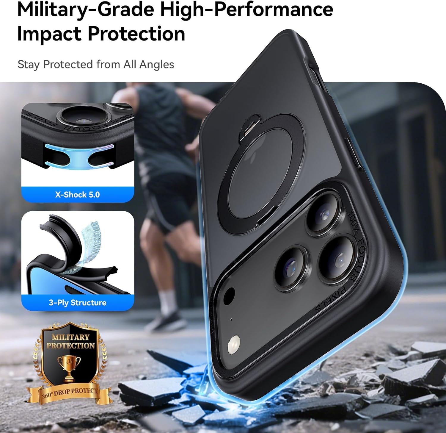 Detalle 2 de Peerock 360° Spin Magnetic Stand for iPhone 17 Pro 6.3"