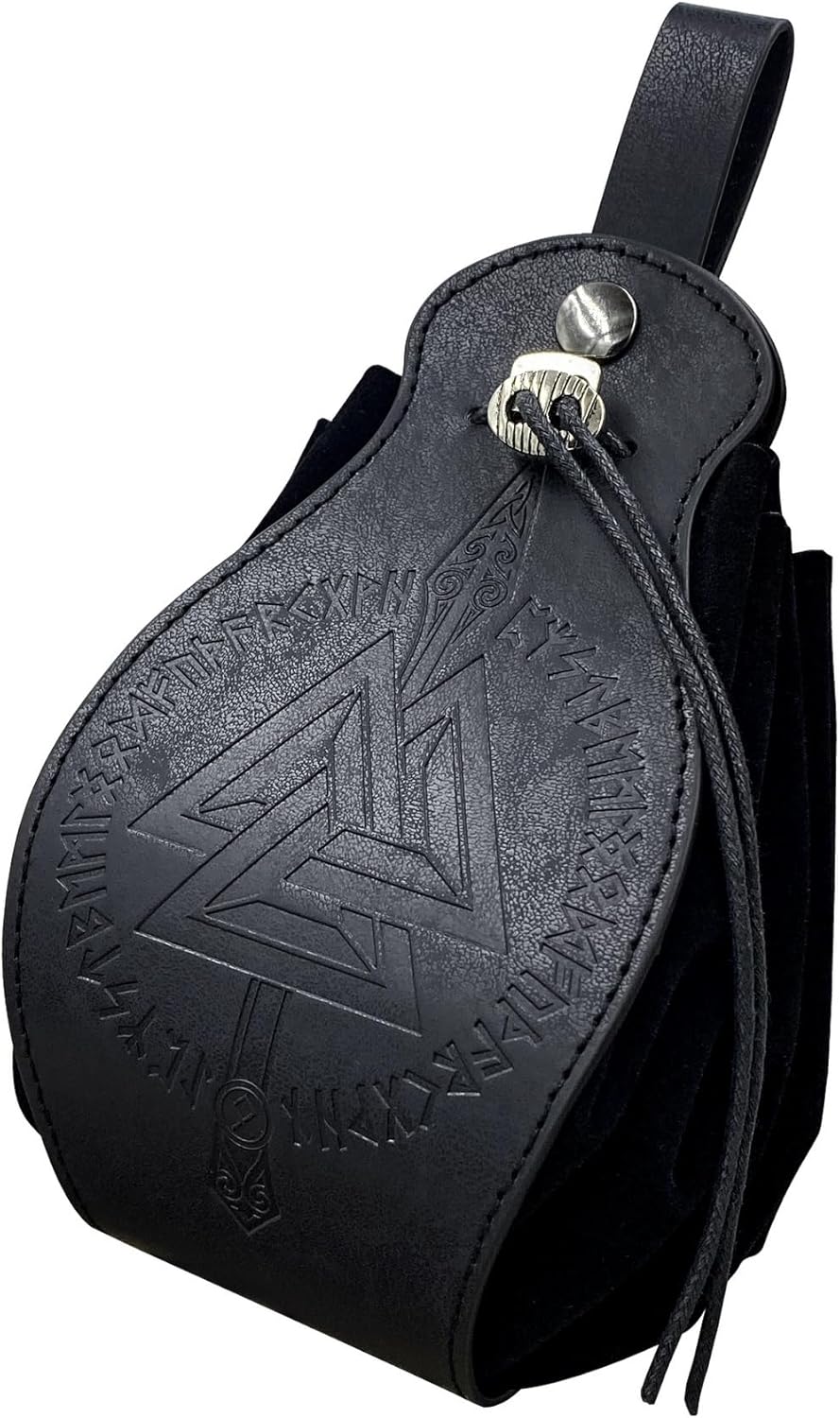 Thumbnail 6 de Medieval Viking Belt Pouch Black Faux Leather Belt Bag