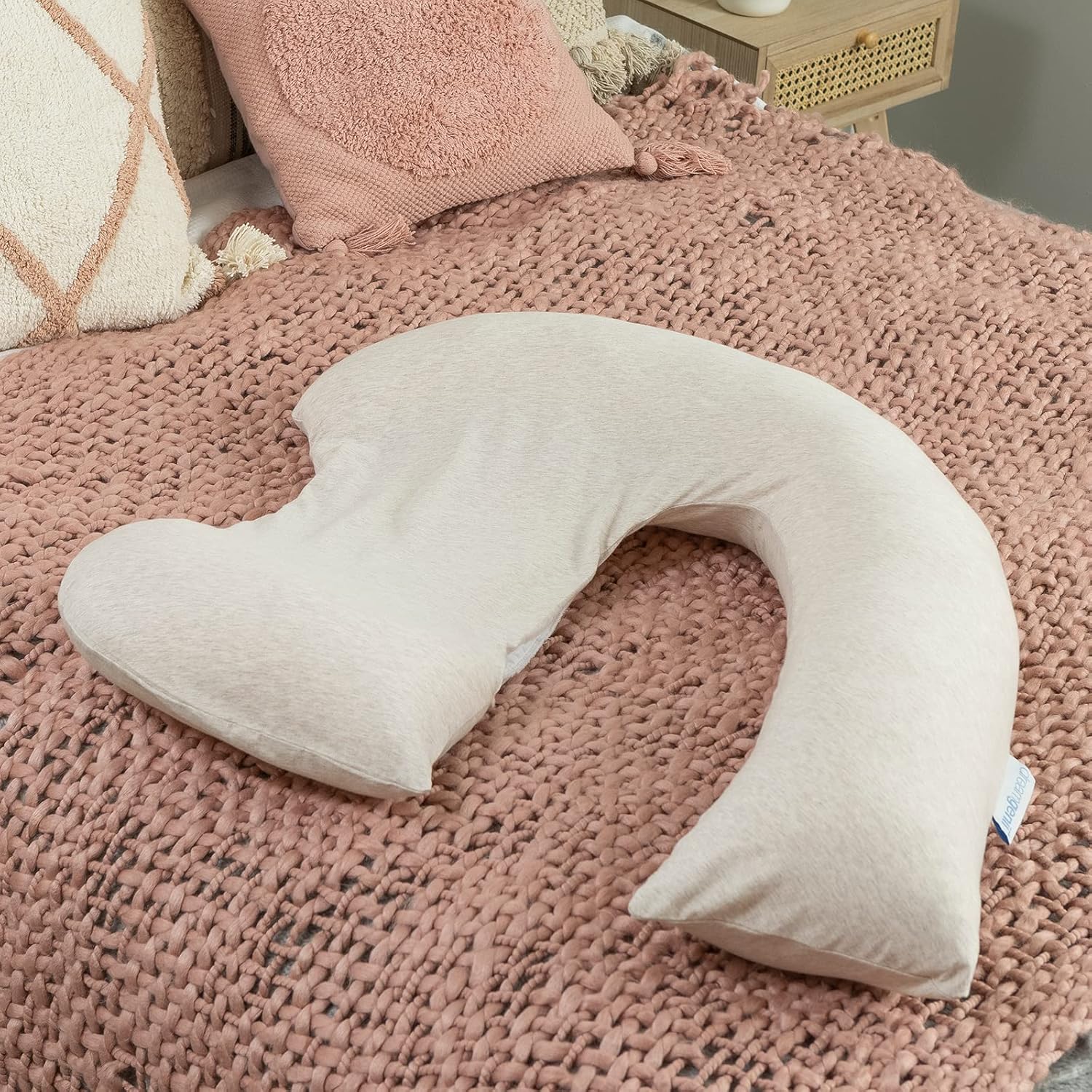 Thumbnail 6 de DreamGenii Pregnancy Support and Feeding Pillow Spare Cover – Beige Marl Cotton Jersey