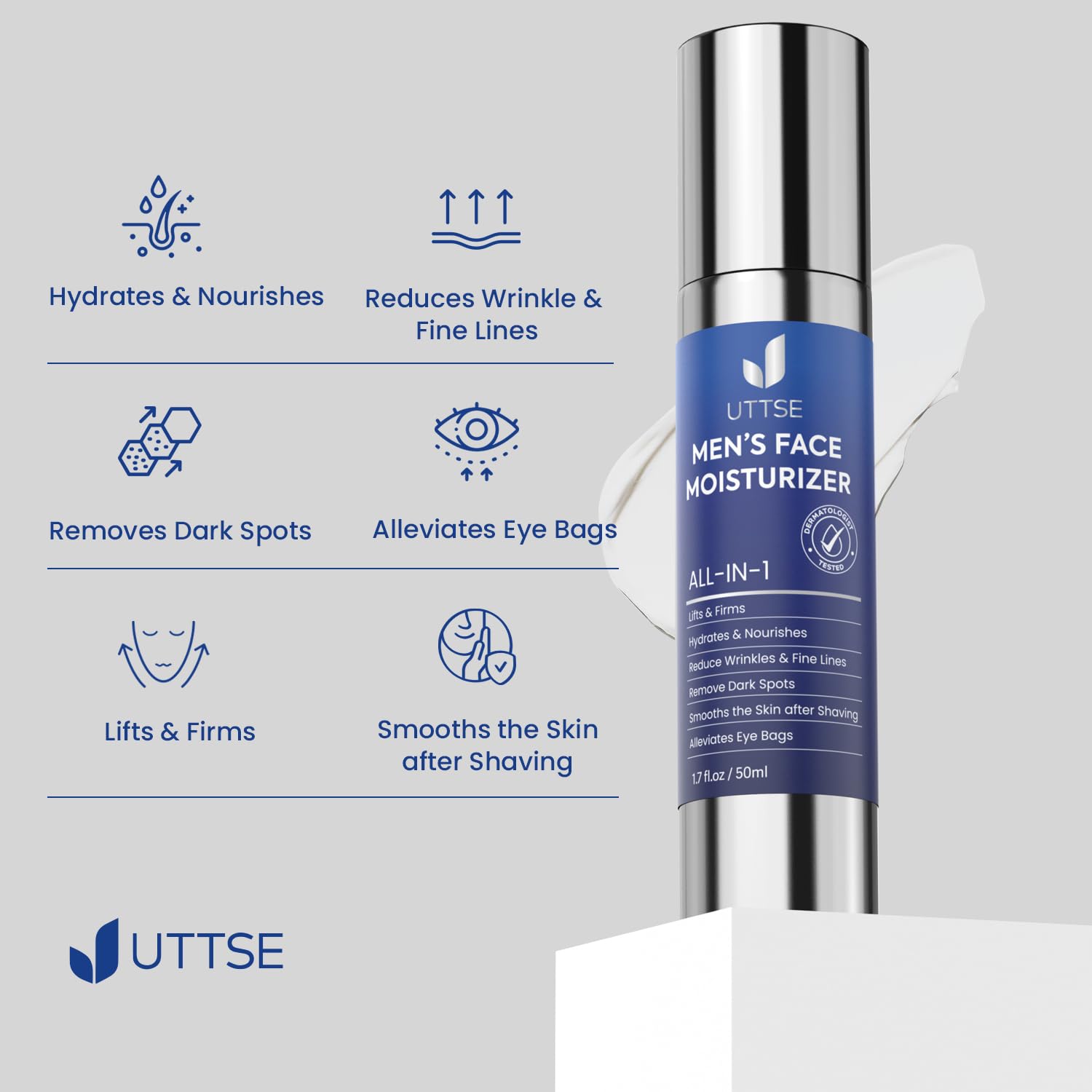 Thumbnail 3 de Uttse 6-in-1 Men's Face Moisturizer: 1.7 fl oz for Eyes, Skin, and Hydration