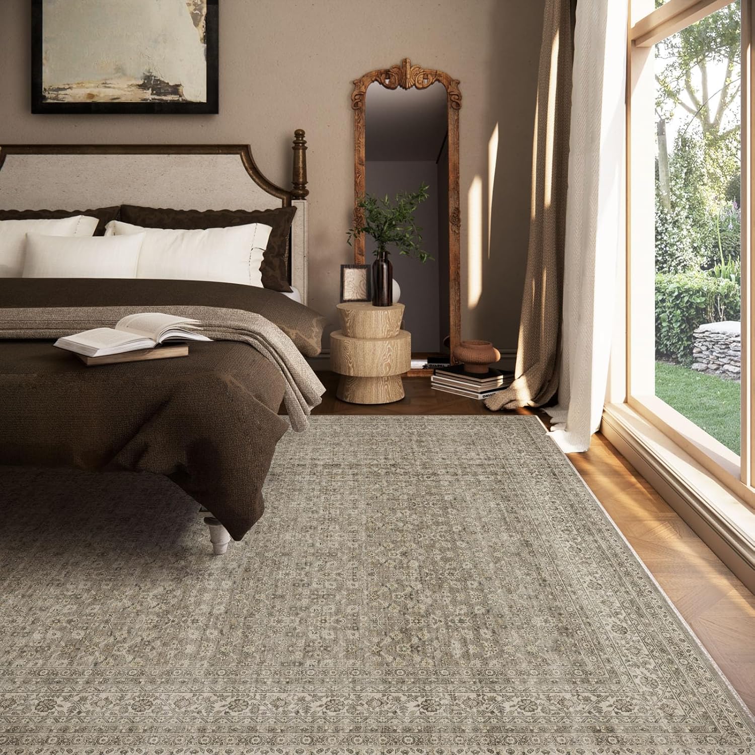 Detalle de 8x10 Washable Boho Vintage Area Rug โ Low Pile Carpet ๐
