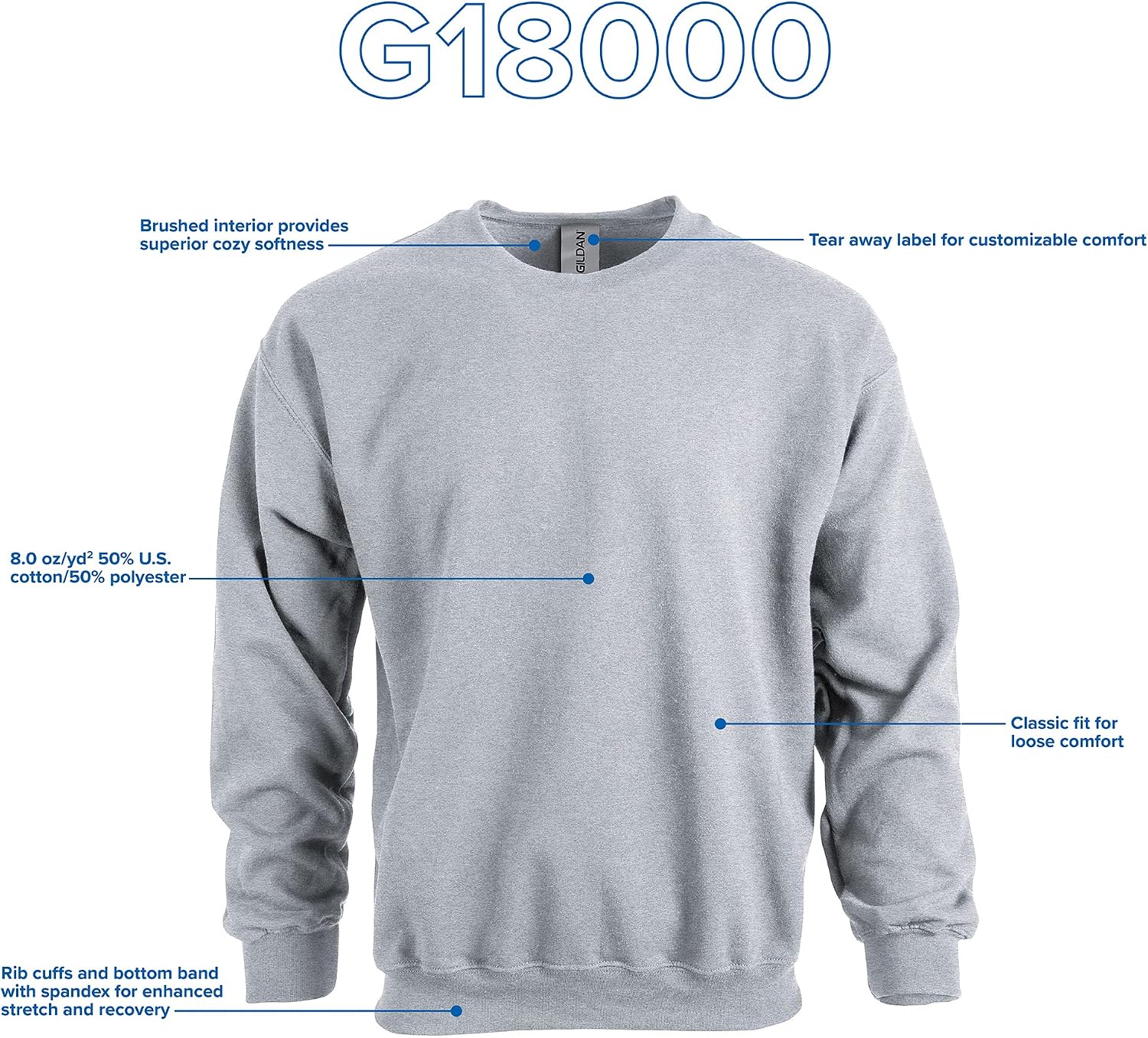 Detalle de Gildan Sweat à Capuche en Polaire Style G18500 – Lot de 2 (Mixte)