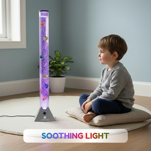 Thumbnail 5 de Straame 90cm LED Bubble Fish Lamp – Colour Changing Floor Light with Silver Base