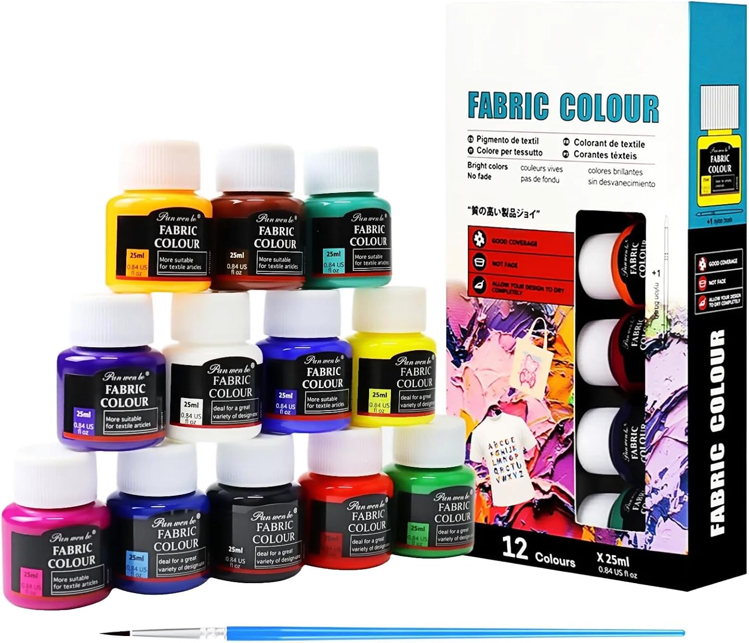 Detalle de Qibivfo textielverf, 12 kleuren van 25 ml, machinewasbaar na fixatie