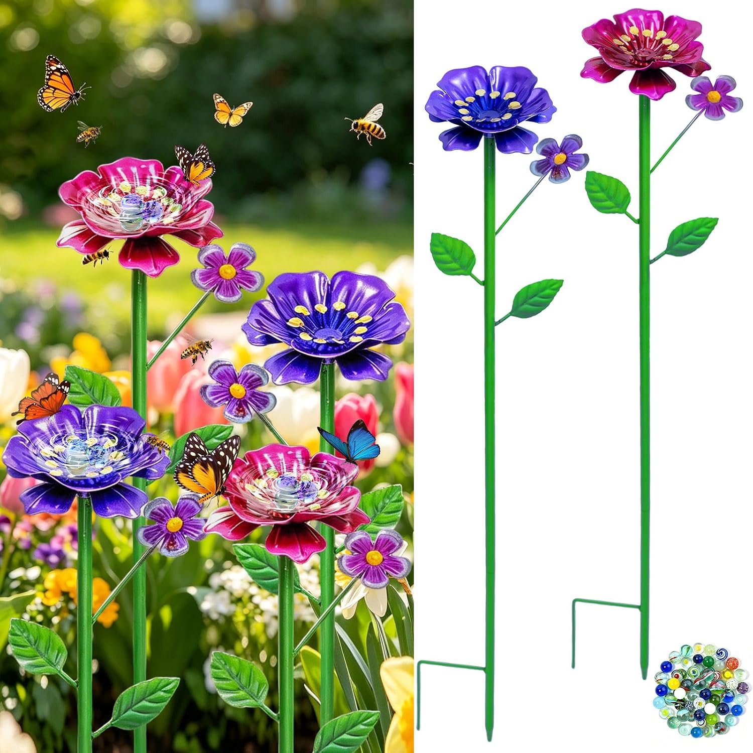 Thumbnail 6 de Bee Watering Station with 4 Colourful Cups and Flower Core for Garden Pollinators