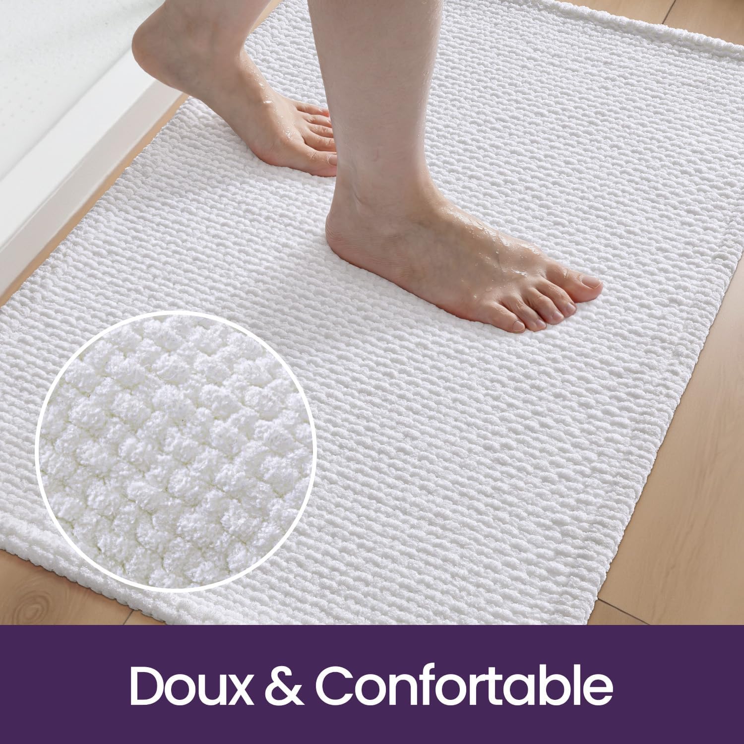 Thumbnail 5 de Tapis de bain DEXI 60 x 90 cm en chenille antidérapant, blanc