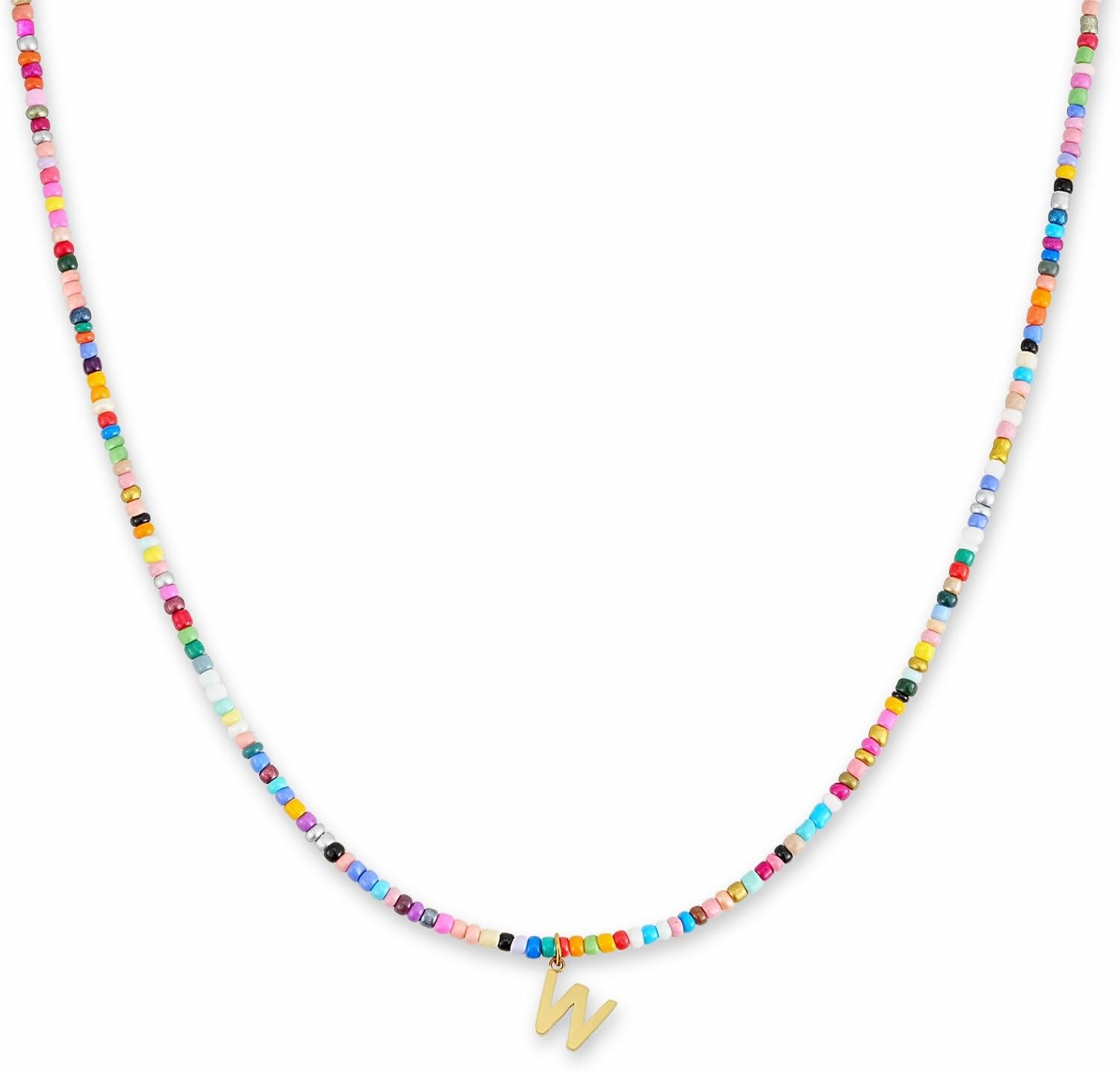 GD GOOD.designs collana di perline con lettere A-Z, ciondolo iniziale in acciaio inox placcato oro 18K (40-45 cm)