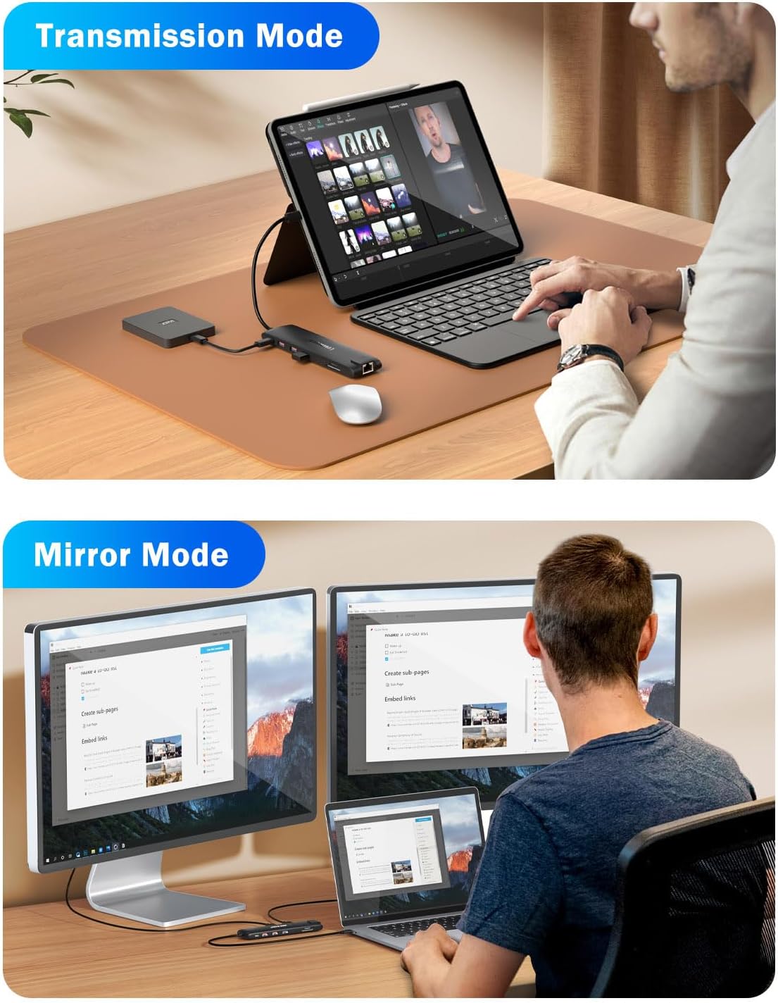 Detalle 2 de Upgrade Lemorele Docking Station USB C/A 10Gbps – 14-in-1 Dock mit 4K-Optionen, PD 100W und vielseitiger Anschlussvielfalt