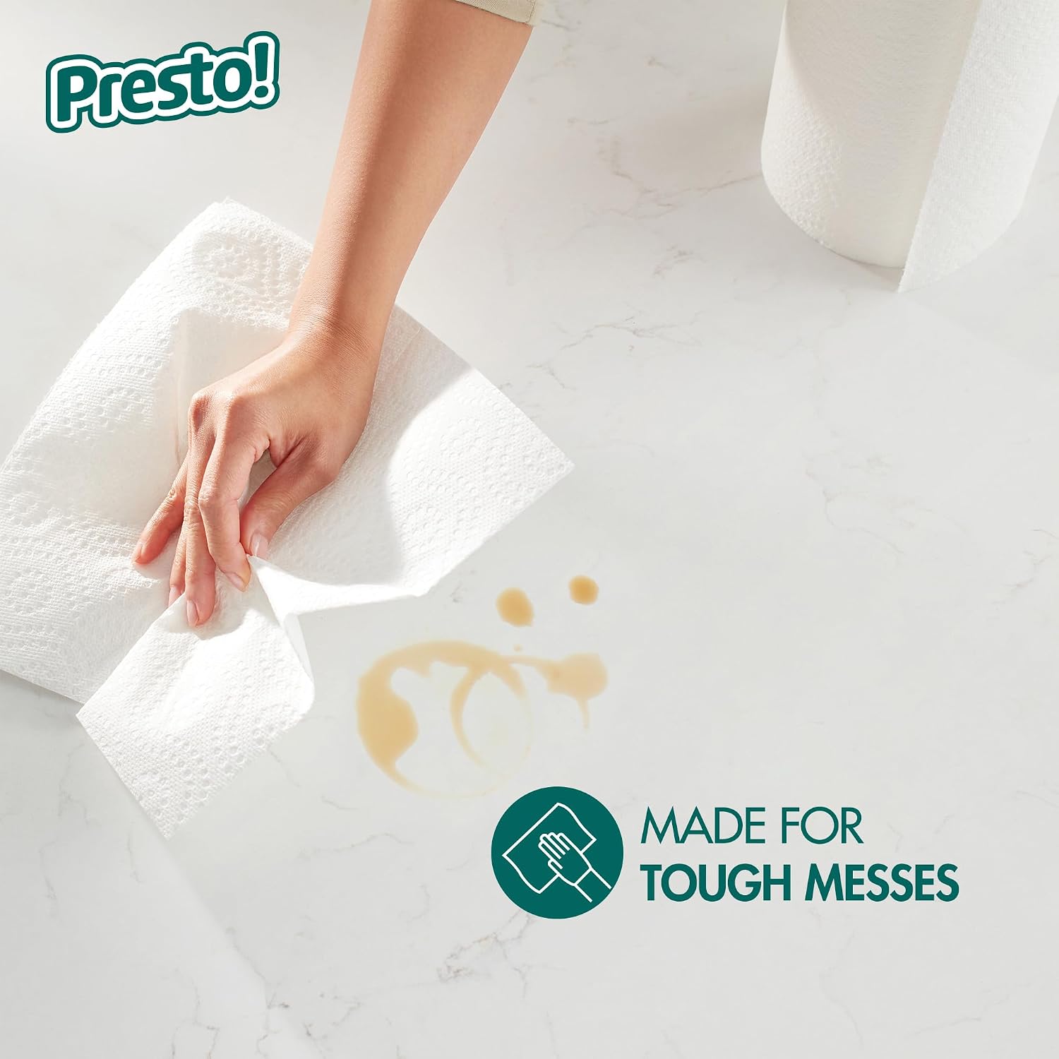 Thumbnail 4 de Amazon Brand - Presto! Ultra-Strong Premium Paper Towels: 12 Huge Rolls, 158 Sheets Each