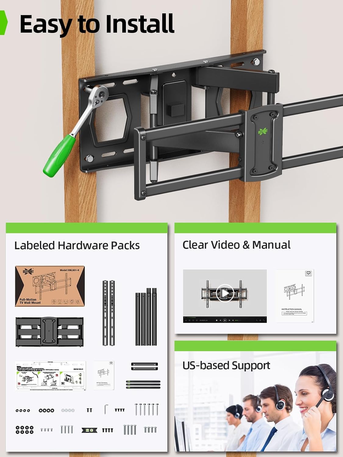 Thumbnail 6 de USX MOUNT XML901 TV Wall Bracket for 37–86 Inch TV | Full Motion, 55kg