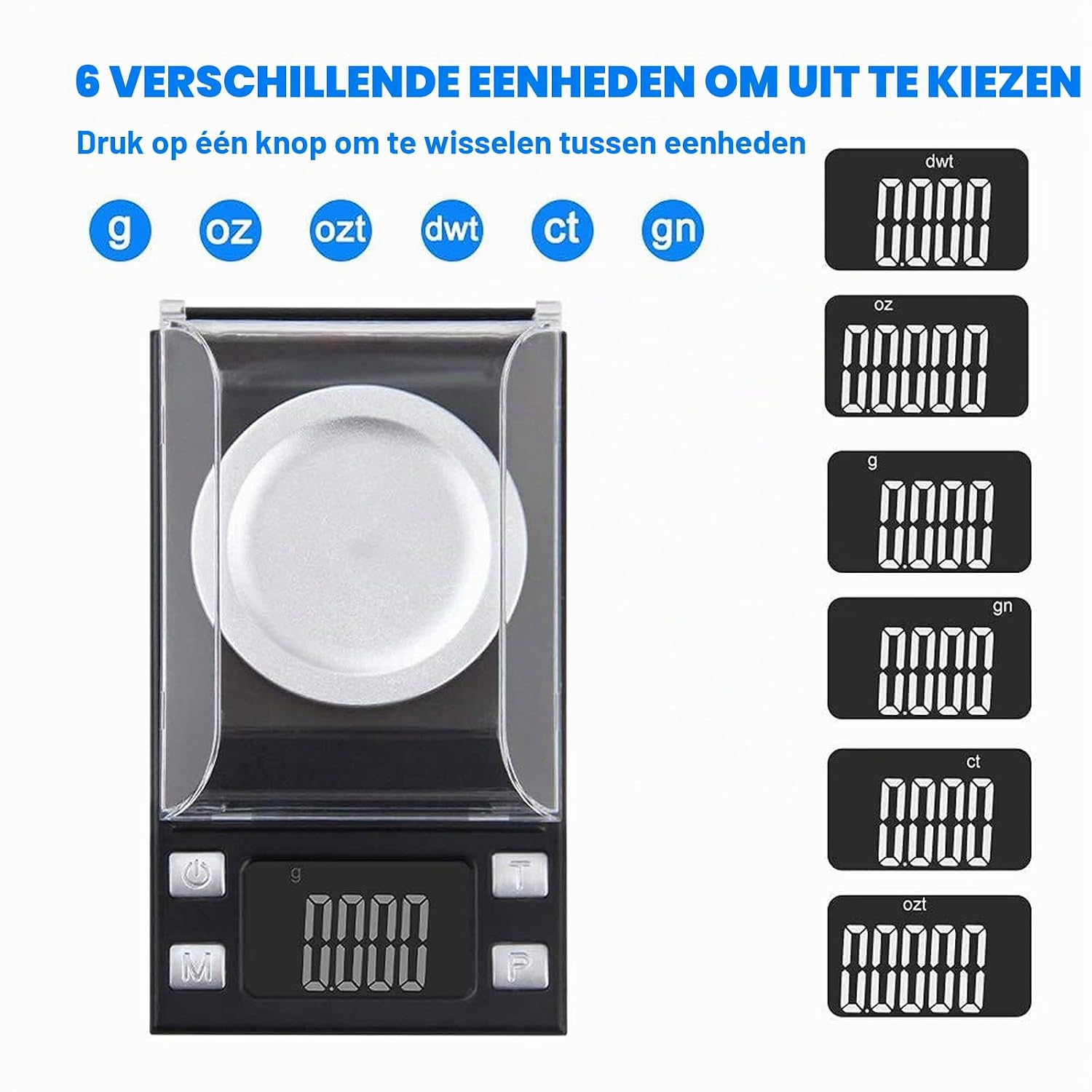 Detalle de UNIWEIGH milligramweegschaal 50 g/0,001 g met verlicht lcd-scherm