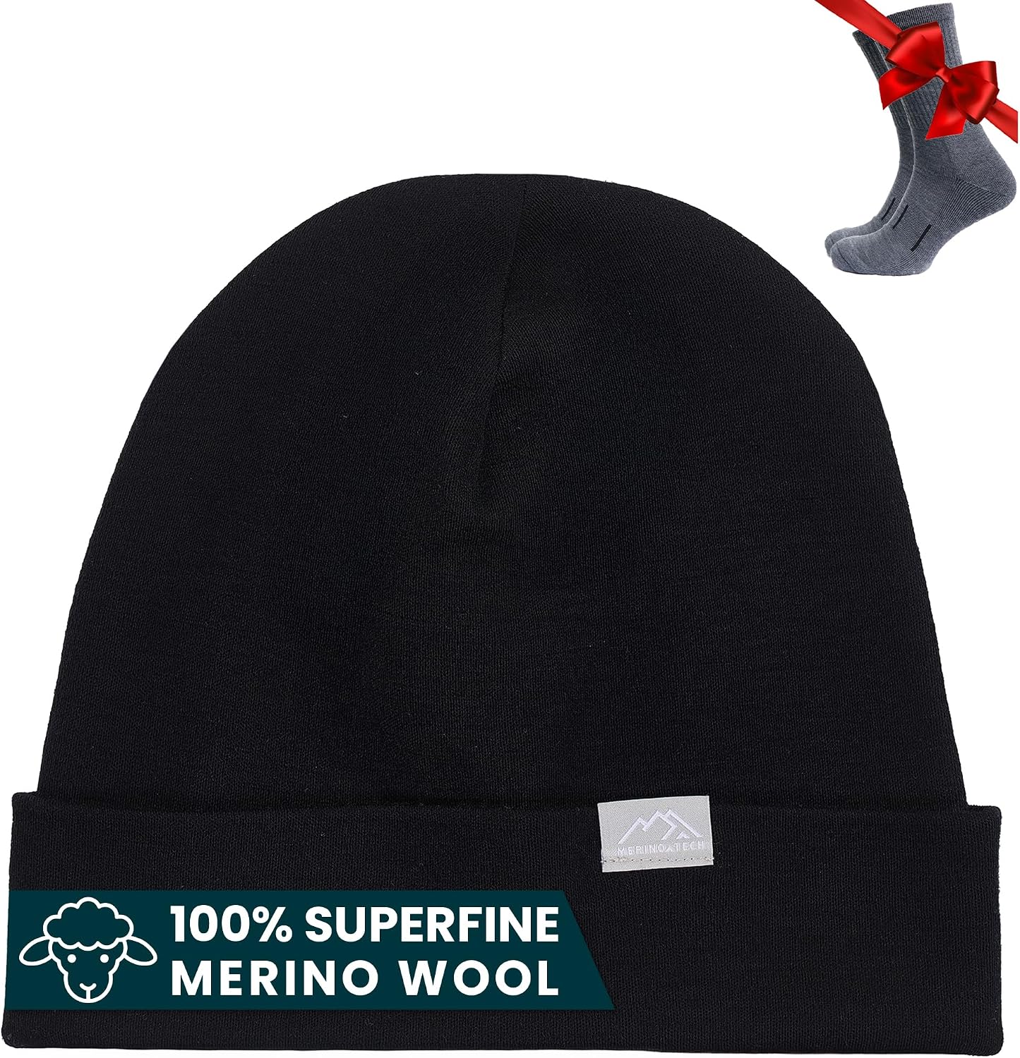 Detalle de Merino.tech Merino Wool Beanie and Socks Set, 250 gsm