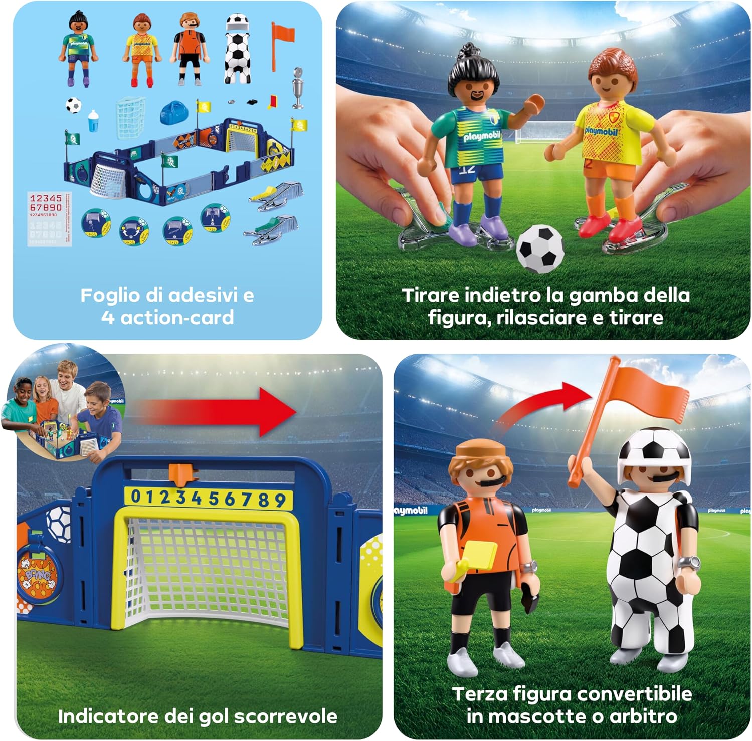 Detalle 2 de PLAYMOBIL My Life Calcio-Arena 72056: campo interattivo con tiro, porte e arbitro mascotte
