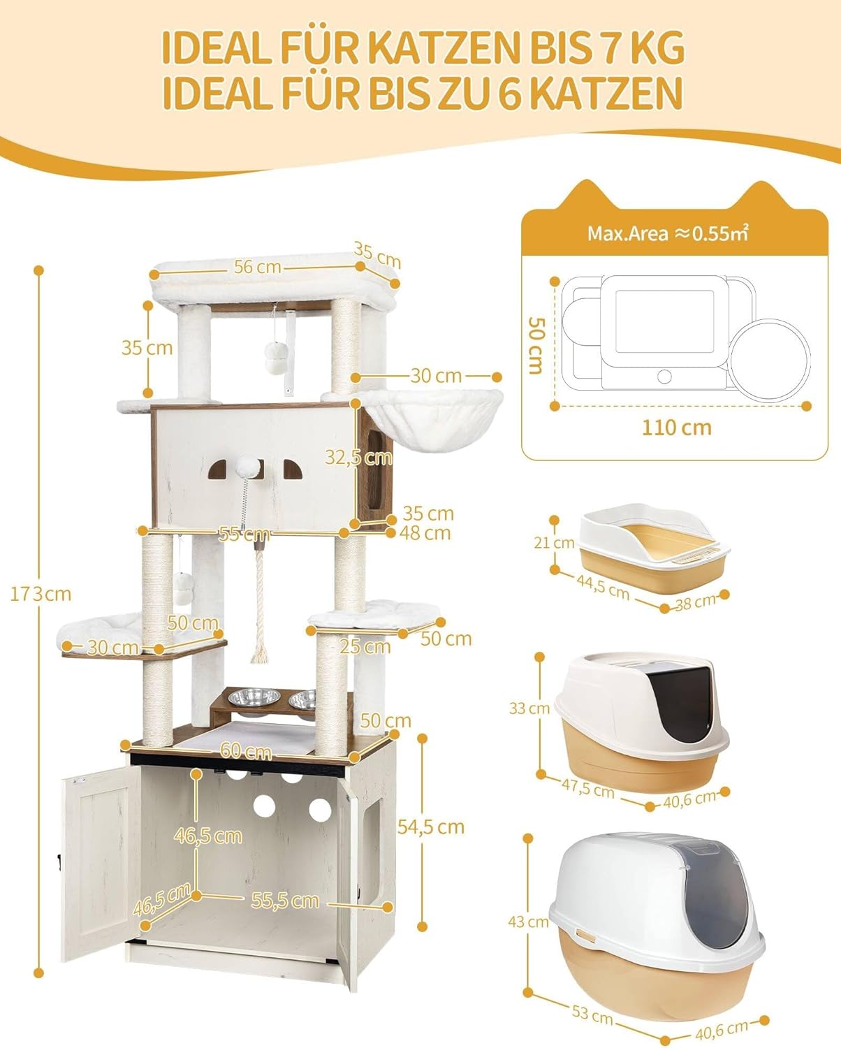 Thumbnail 1 de Hzuaneri Kratzbaum CB89014WT 173 cm 🐱