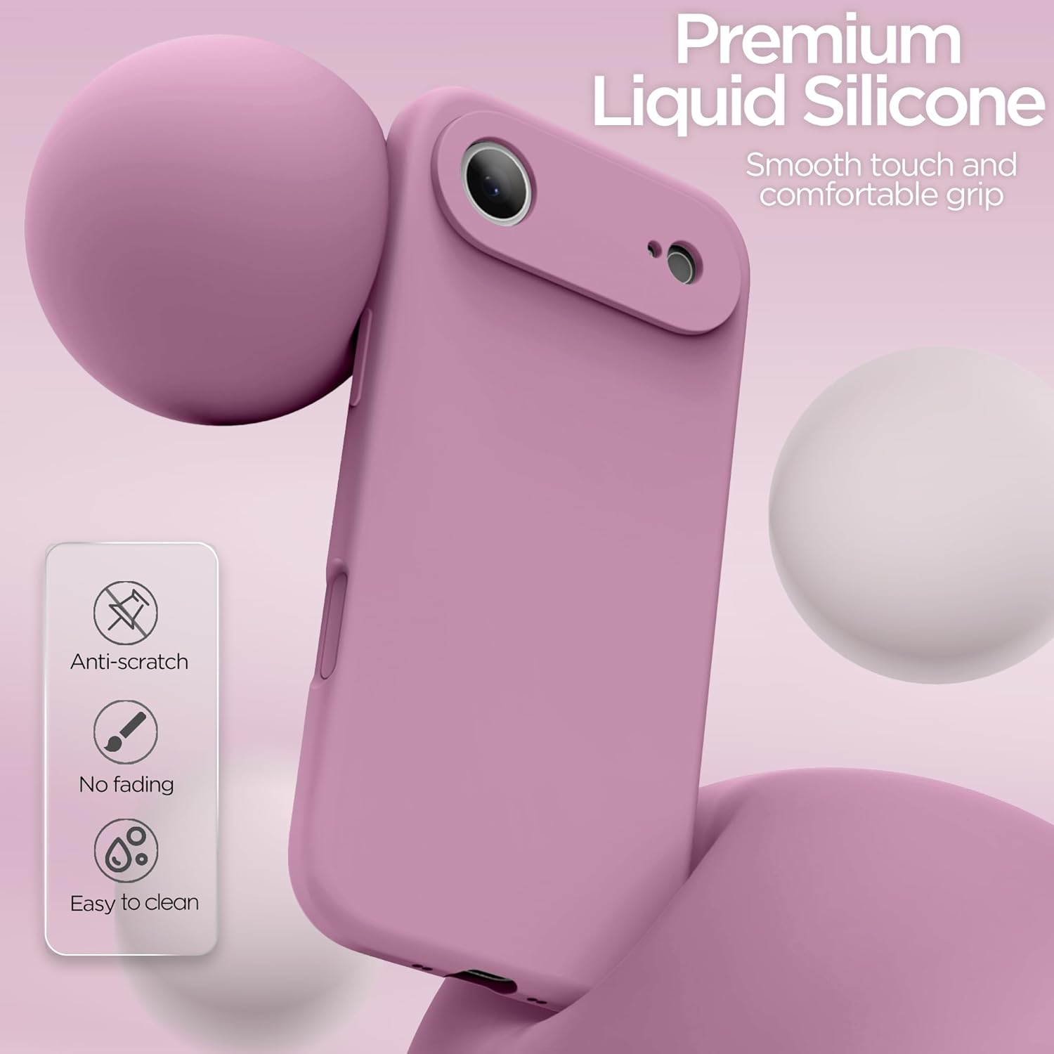 Thumbnail 3 de INGIDO for iPhone Air 6.5" (2025) liquid silicone case with camera protection in Lilac Purple