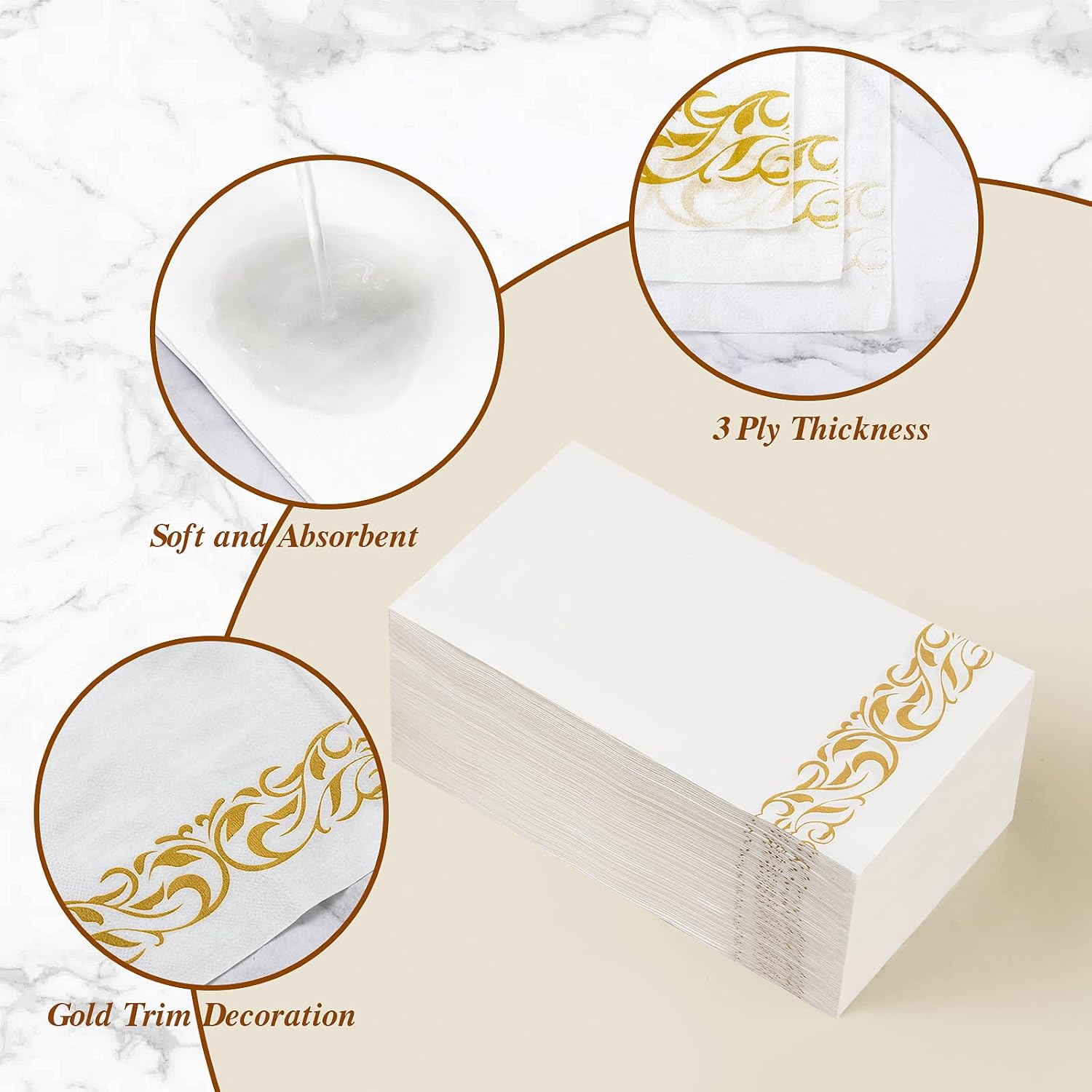 Detalle de BESTVIP Disposable Paper Napkins, 3-Ply