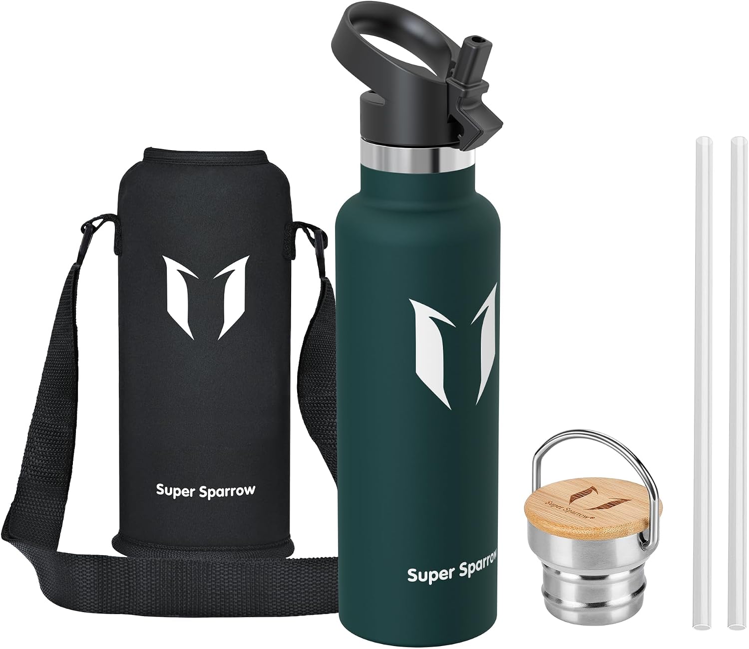 Detalle de Super Sparrow Borraccia Termica 620ml: Bottiglia senza perdite con 2 tappi, BPA free