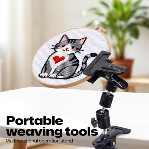 Detalle de TFLPUO Metal Embroidery Hoop Holder – Adjustable 360° Rotated Cross Stitch Table Stand