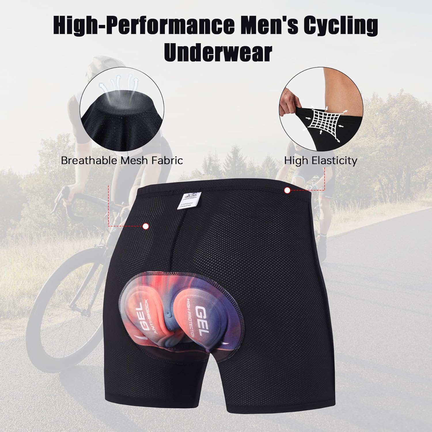 Thumbnail 4 de X-TIGER Radlerhose Herren 5D Gel Gepolstert – atmungsaktiv, schnelltrocknend und elastisch