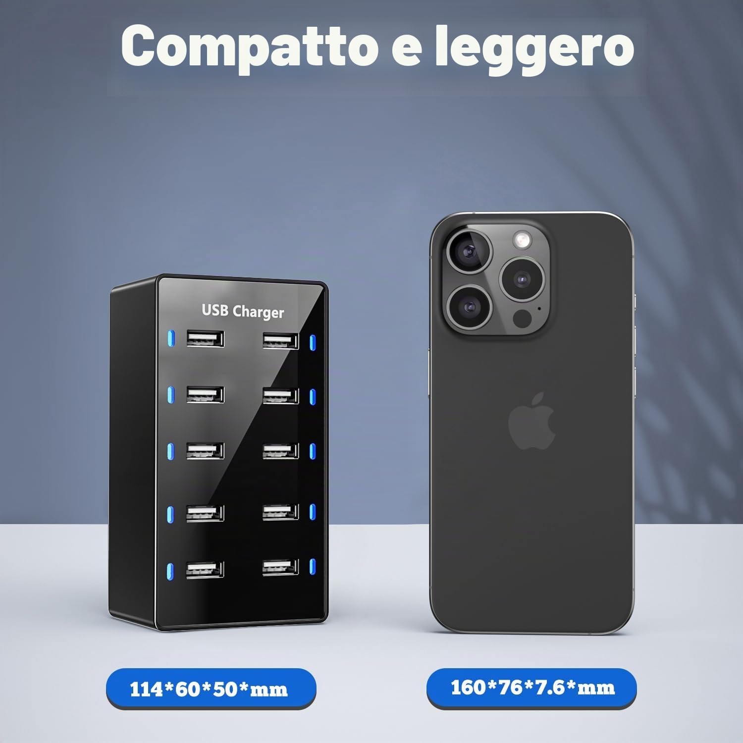 Detalle 2 de Caricatore USB 10 porte 50 W