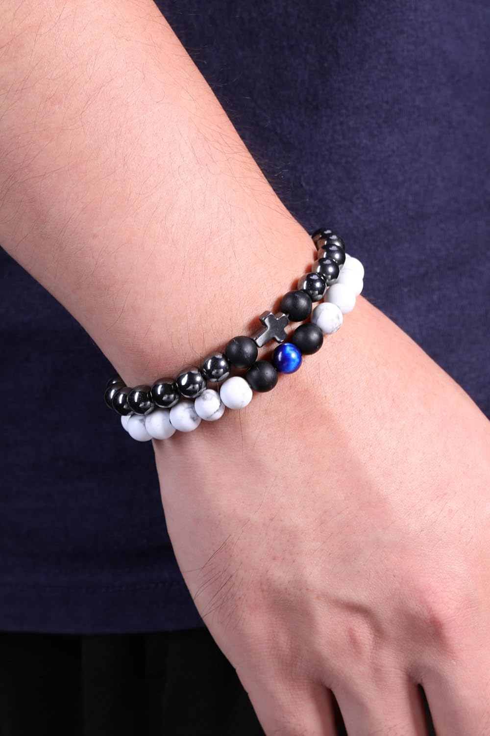 Detalle 2 de JSDDE Tiger Eye Bracelet For Men: Natural Stone Bead Set