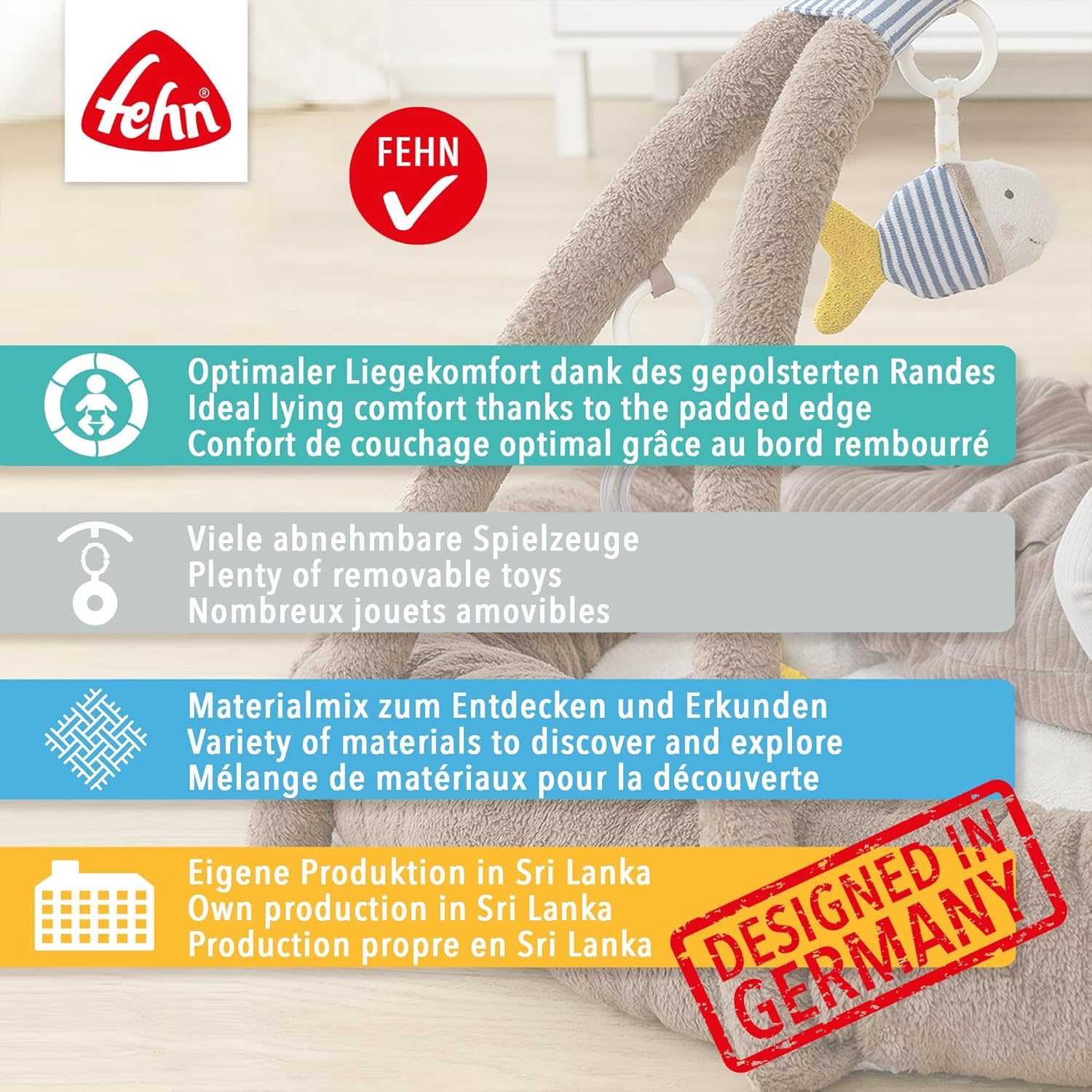 Thumbnail 5 de 3-D-Activity-Nest Otter – Besonders weicher Spielbogen mit 7 abnehmbaren Spielzeugen (ab 0+ Monaten)