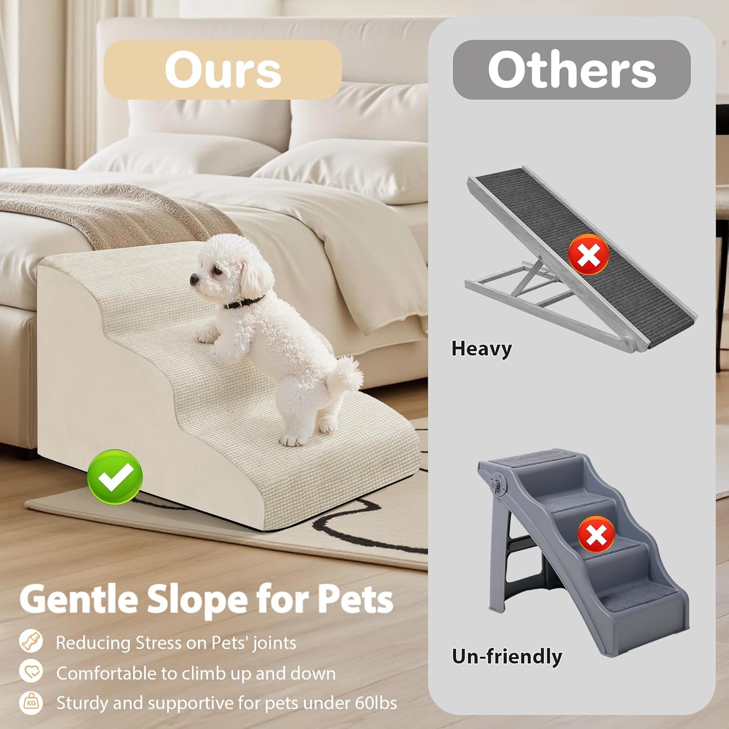 Thumbnail 2 de Dog Ramp 3 Steps Straw Yellow pet stairs