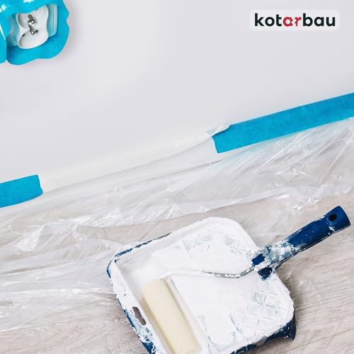 Detalle de KOTARBAU Set di 6 Telo Copritutto per Imbianchino – 4 x 5 m, Polietilene Trasparente, Resistenti e Riutilizzabili