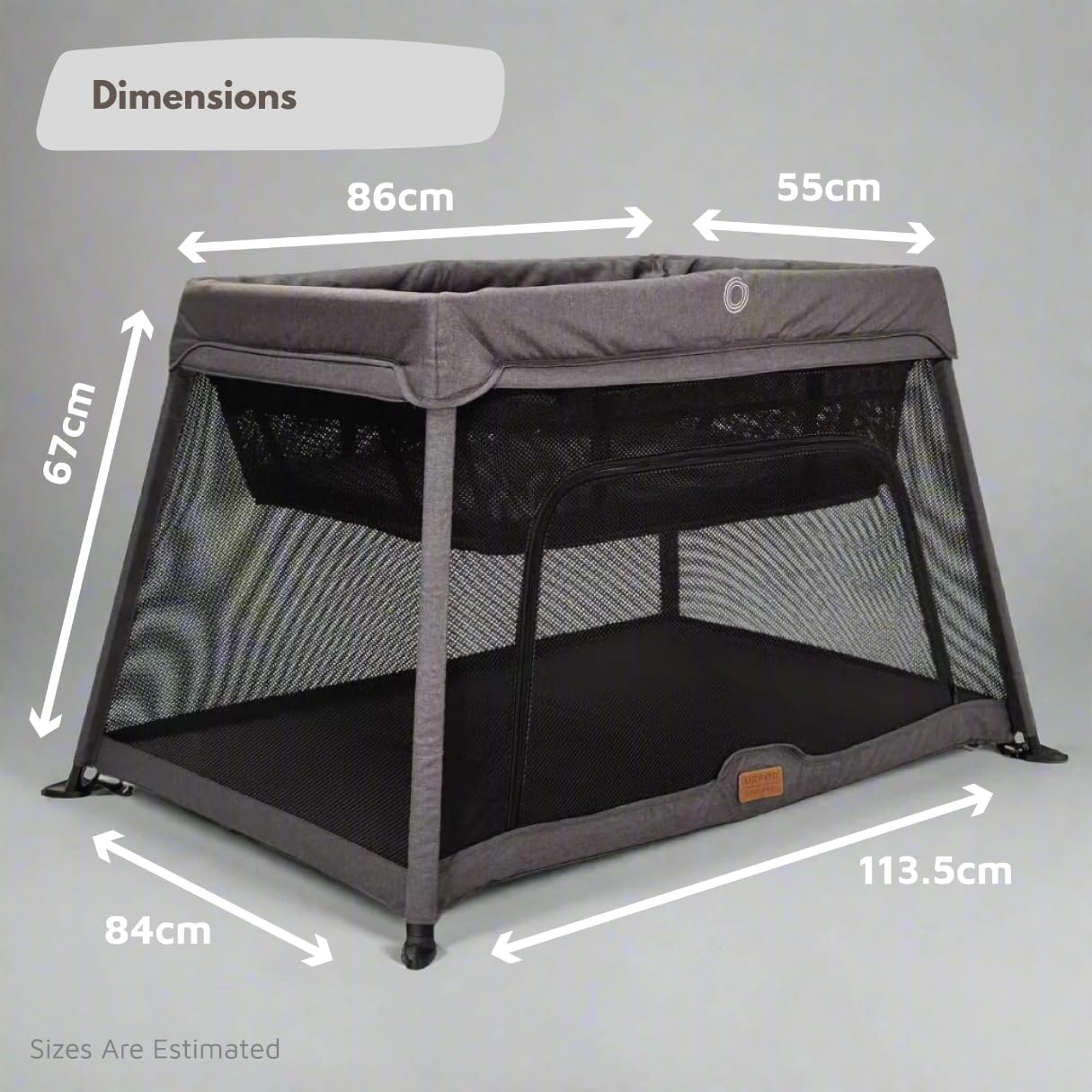 Thumbnail 6 de Venture Airpod Travel Cot – Lightweight Foldable Baby Cot with Newborn Insert, Mattress, and Playpen Function (Dark Grey)