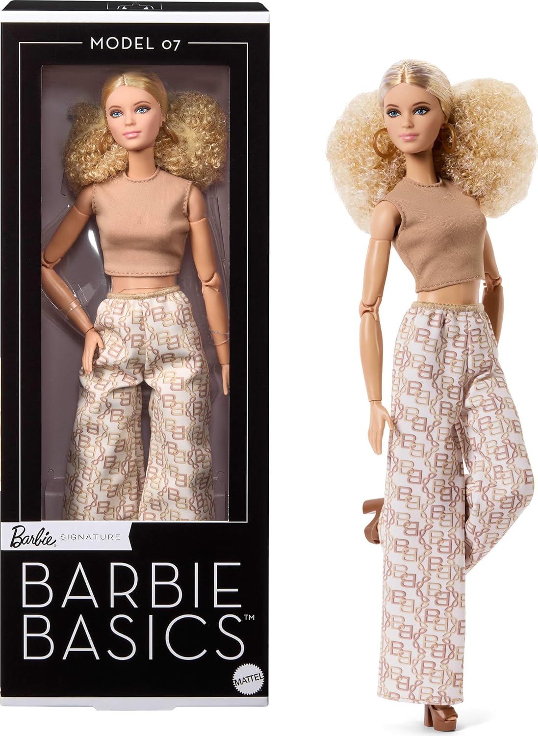 Thumbnail 6 de Barbie Basics Model 06 Sammler-Modepuppe mit brünetten Haaren, goldener Midi-Rock und Neckholder-Top – Universal-Fit & Made-to-Move Körper