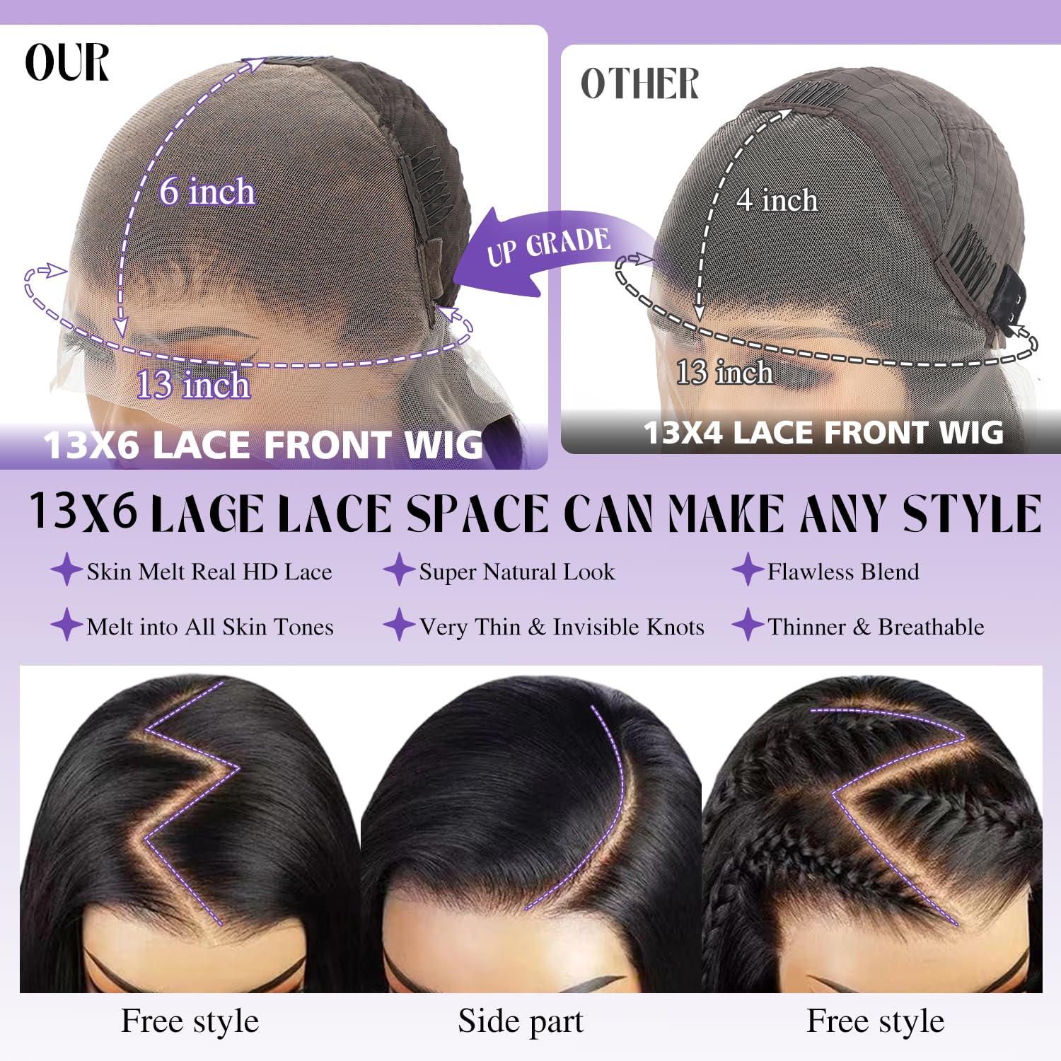 Thumbnail 3 de 30 Inch 13x6 Lace Front Wig | Body Wave, 180% Density, Glueless HD Swiss Lace, Virgin Brazilian Hair