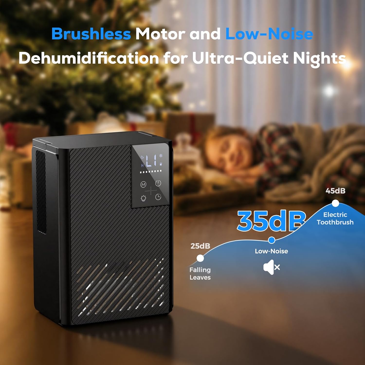 Detalle de Deumidificatore portatile 2500 ml con comandi touch, luci a 7 colori e timer