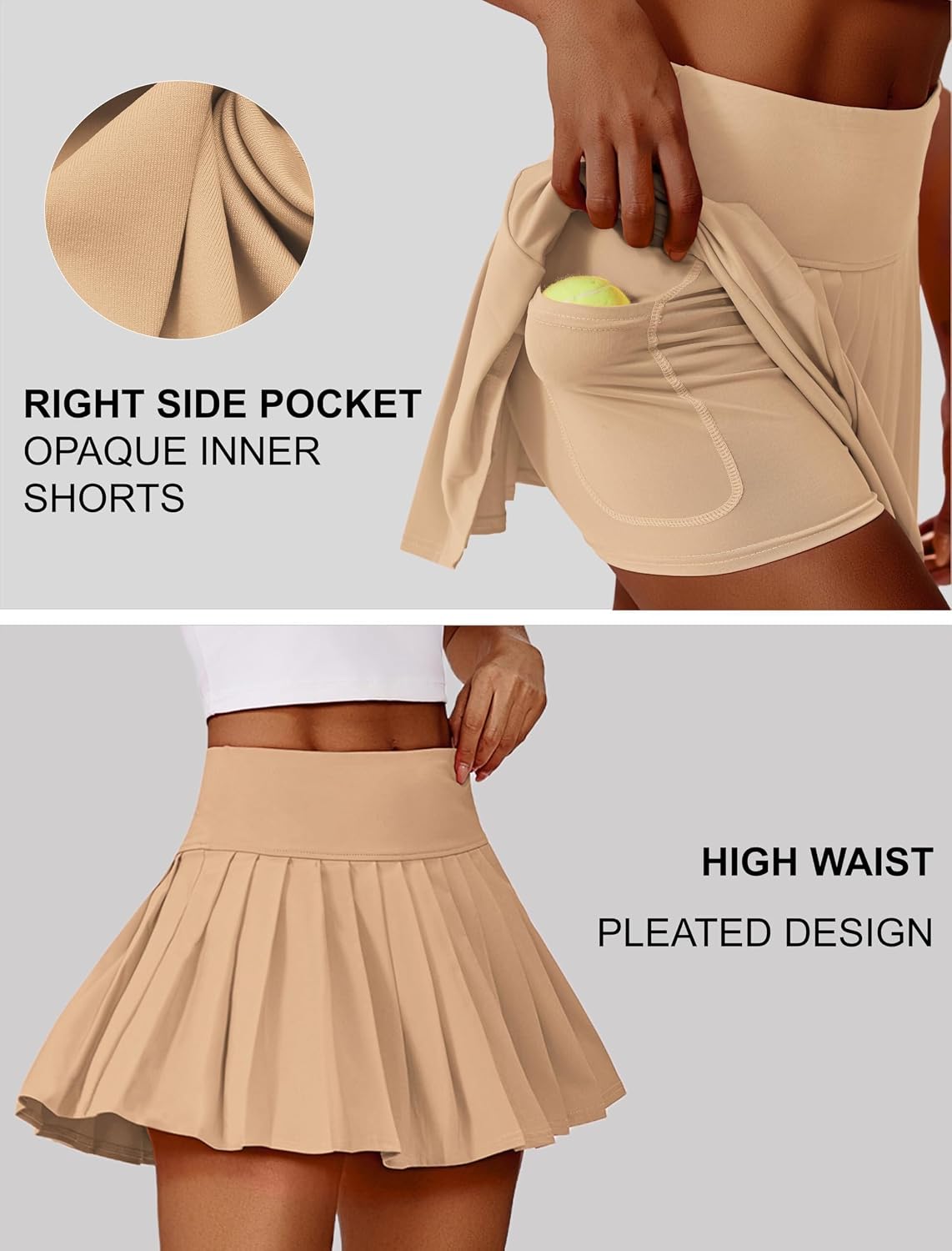 Detalle 2 de Jupe de tennis plissée taille haute PINSPARK pour femme (jupe-short) avec protection UV