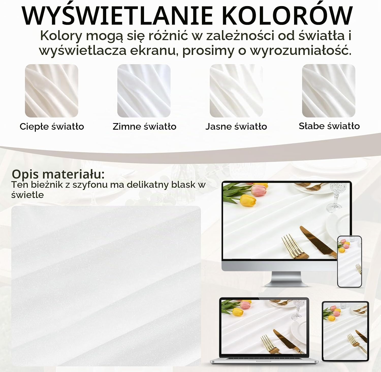 Thumbnail 3 de GanYesin biały bieżnik szyfonowy 77 × 300 cm, do stołu i dekoracji w stylu boho