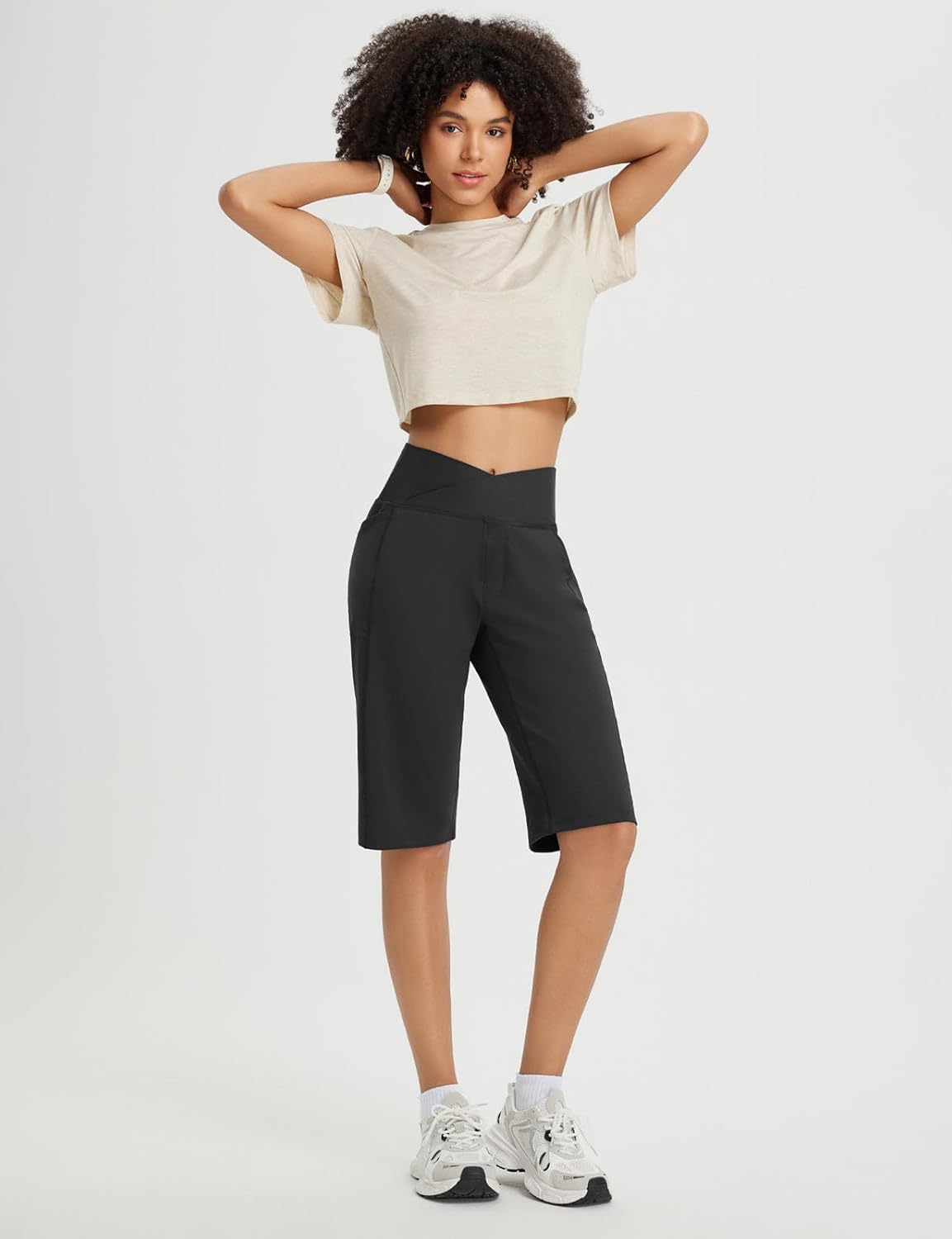 Thumbnail 6 de baleaf Women's Bermuda Long Shorts 14" Knee-Length Capris – High Rise, Pockets, Stretchy Comfort