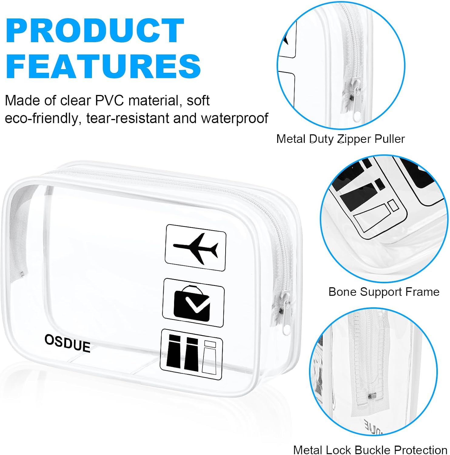 Detalle de OSDUE Trousse de Toilette Transparente 2 pièces