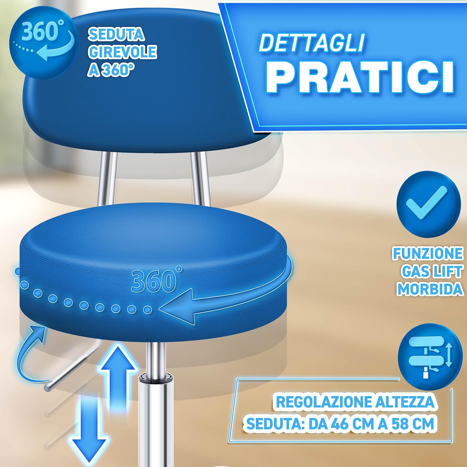 Thumbnail 5 de TRESKO Sgabello girevole 46–58 cm