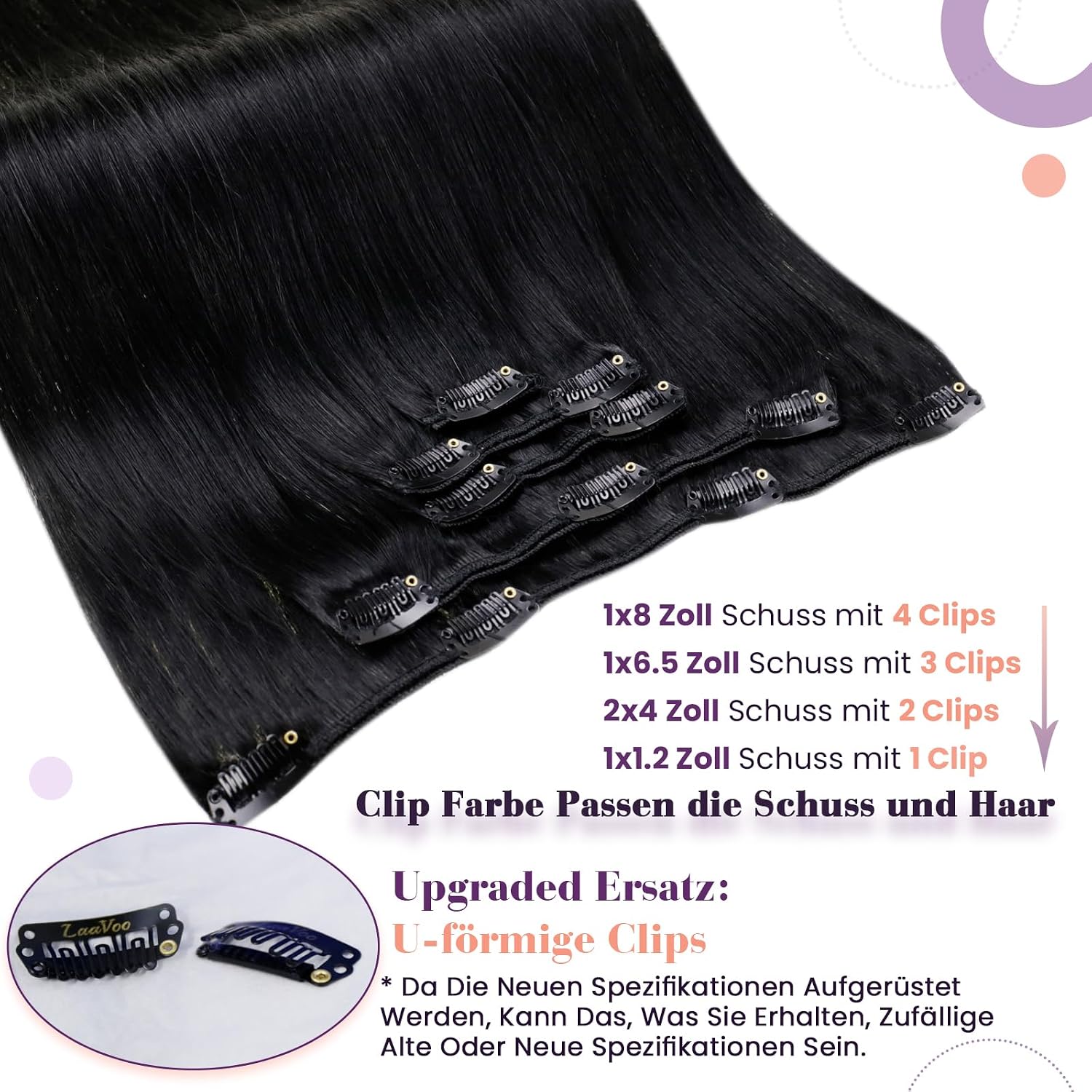 Detalle 2 de Clip Extensions Echthaar 5 Stück, 30 cm