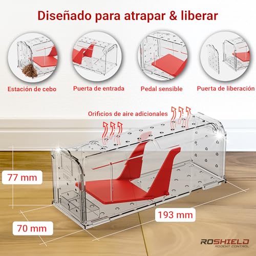 Detalle 2 de Roshield 2X Trampas humanas para ratones 🐭