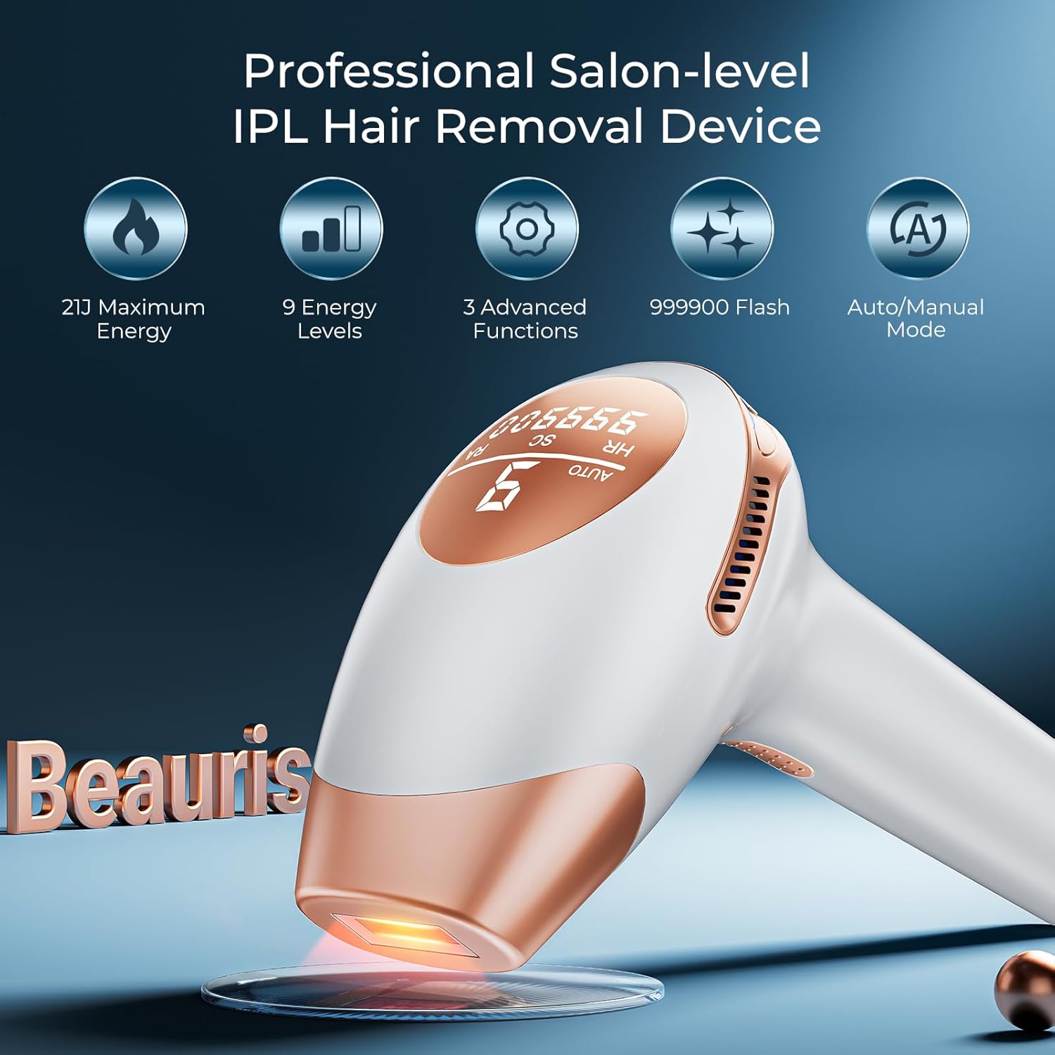 Detalle de 21J IPL Laser Hair Removal Device — 9 Energy Levels, 21J, at-home solution for face, bikini and body