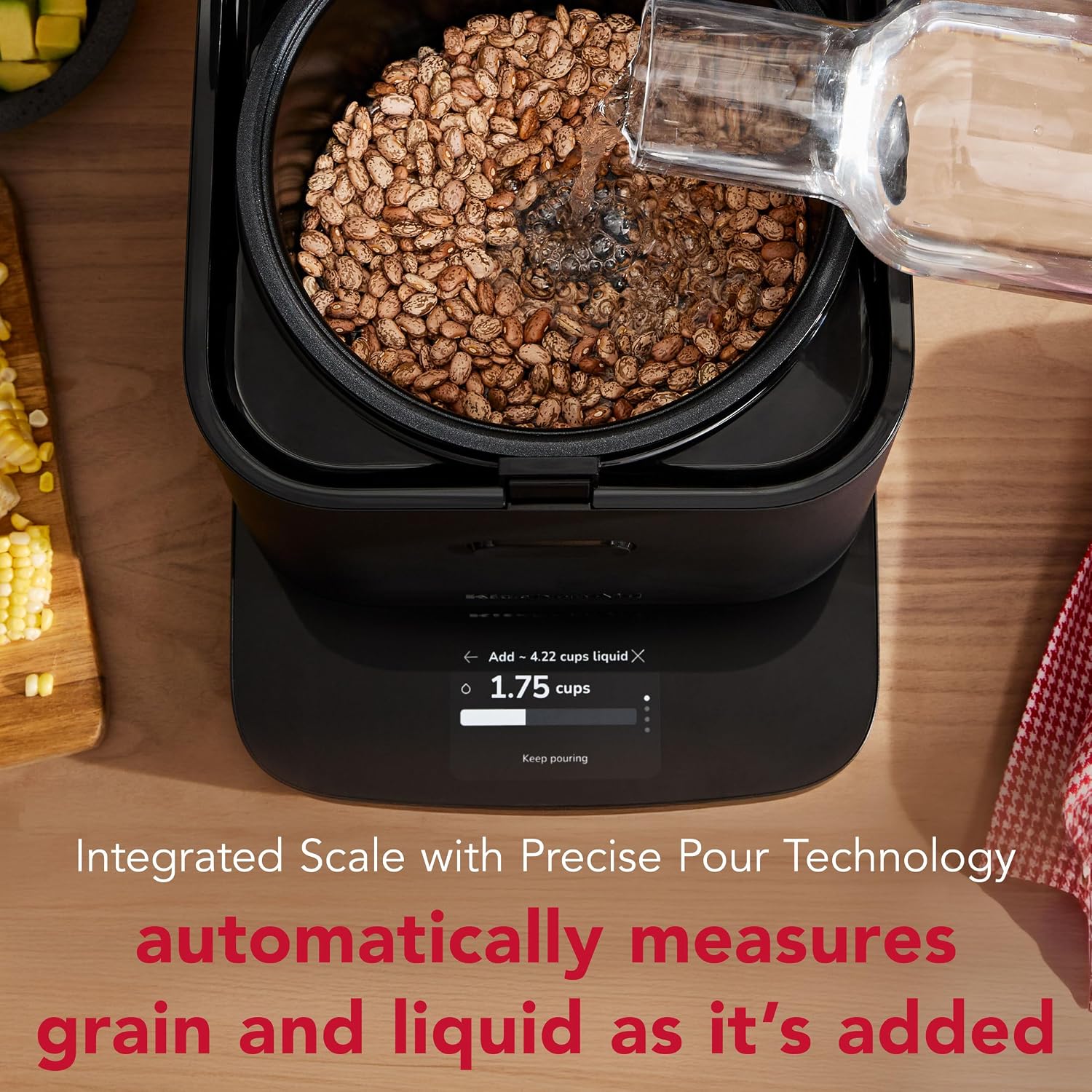 Detalle de KitchenAid KGC2154BM Compact 8-Cup Grain and Rice Cooker with Integrated Scale